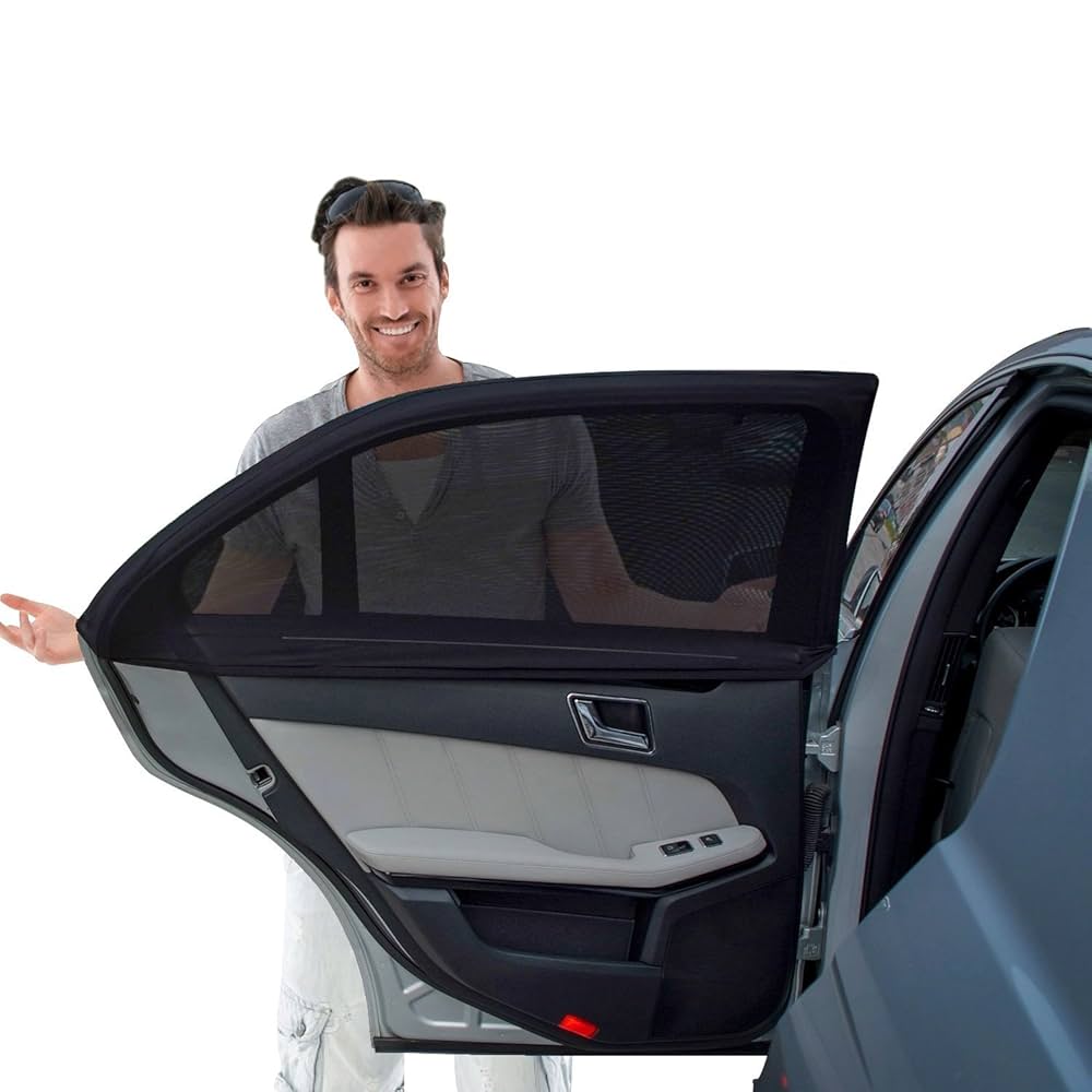 Car Side Window Sun Shade - Car Sunshade Protector - Universal Fit Slip On  Stretchable Mesh Protective - Protect