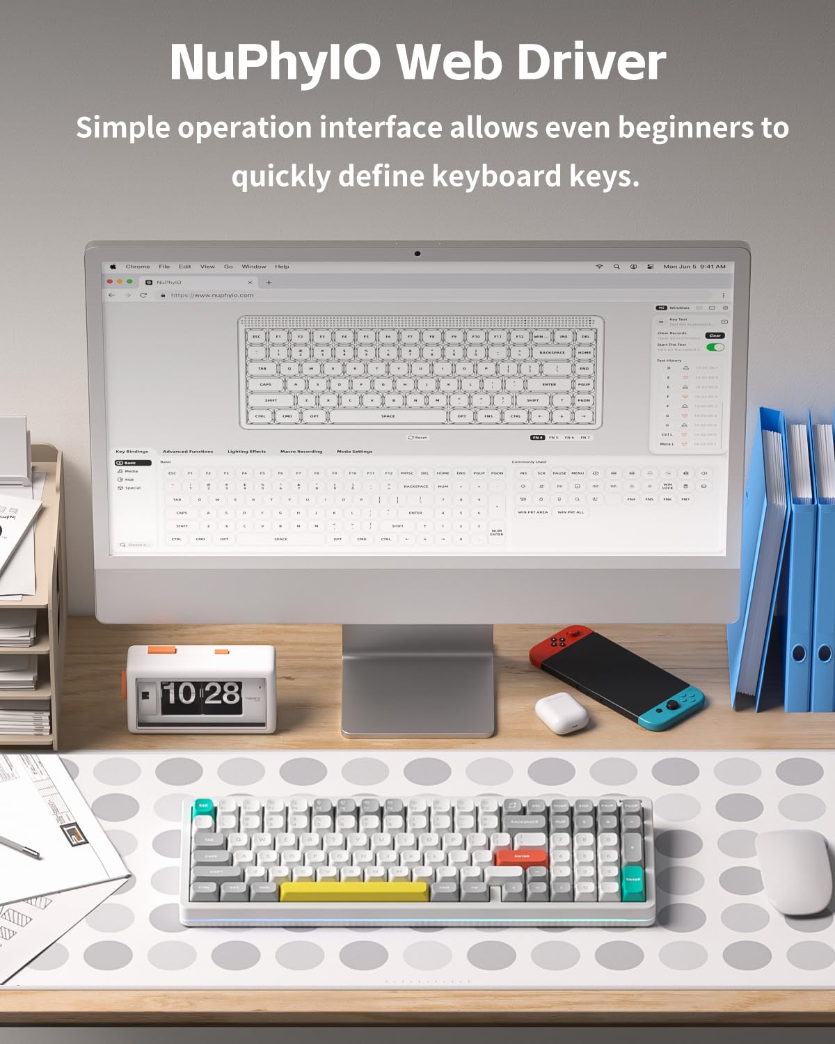 nuphy Halo V2 IO Kabellose mechanische Tastatur | mit PBT-Tastenkappen, Hot-Swap-fähige Custom Gaming-Tastatur, RGB-Hintergrundbeleuchtung,BT5.0/USB-C/2,4 GHz-Bürotastaturen