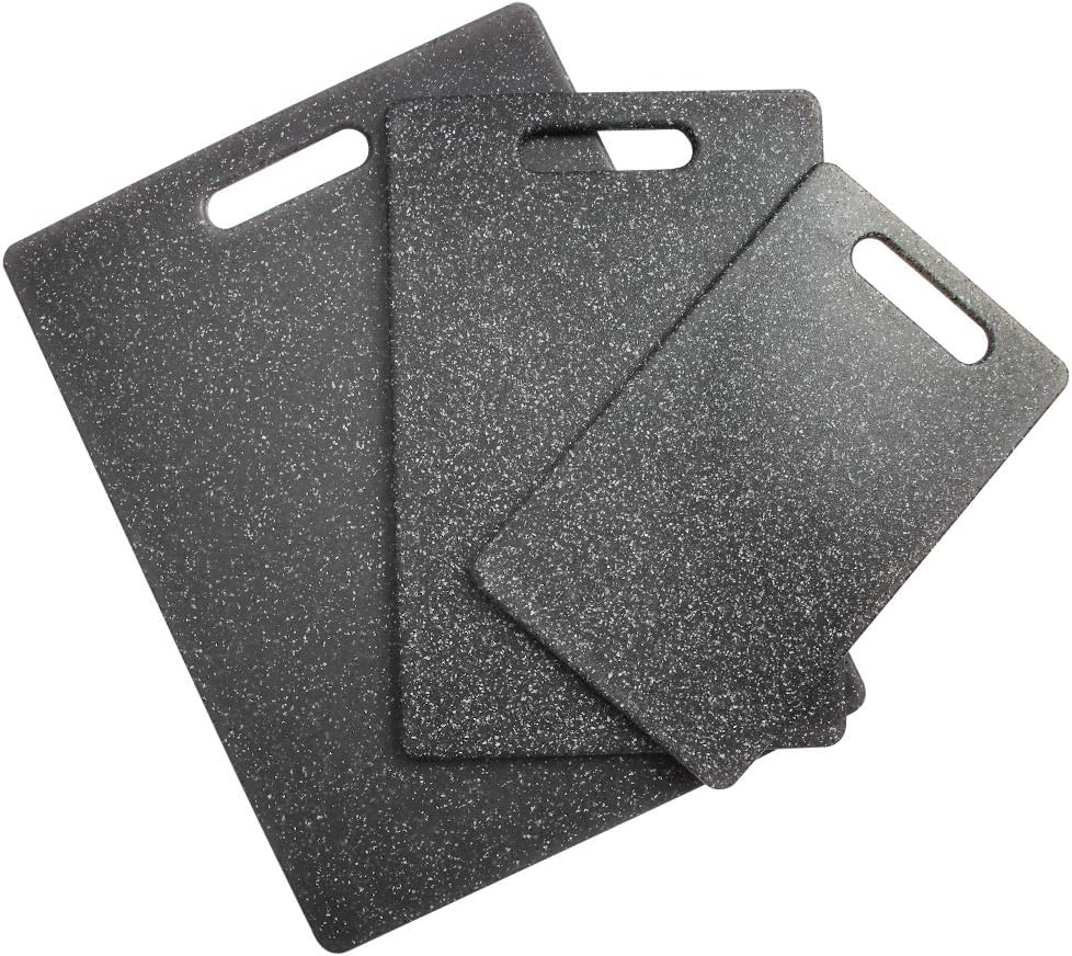 Ewinever Plastic Cutting Boards(3-Piece Set),TPR Material Kitchen Chopping Board Set - Unique Marble Appearance Design Dishwasher Safe for Family Restaurants Meat Vegetables Fruits