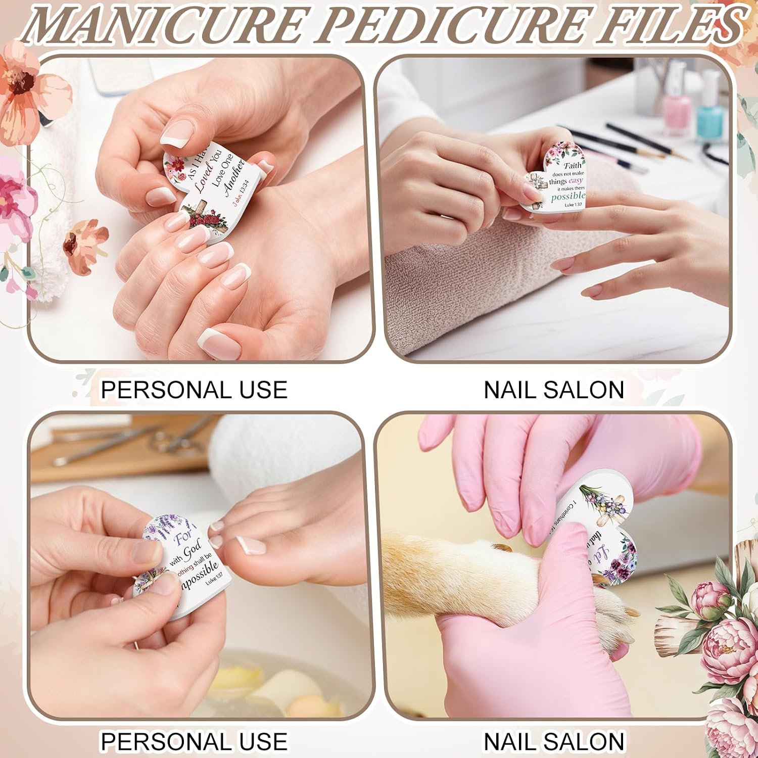 50 Pcs Christian Gifts Bulk for Women Scripture Mini Heart Nail Files image 3