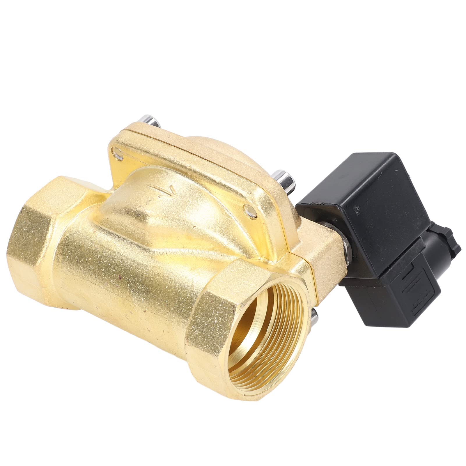 FTVOGUE Zawór Elektromagnetyczny Mosiężny 2-drogowy Zawór Normalnie Zamknięty G2in AC220V 50 Mm Apertura 72 do 176F IP65 do Kontroli Powietrza i Wody w Oleju w Przemysłowych Systemach Rurowych