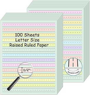 Handwriting Paper 8.5”x11” Colored Primary Writing Paper for Kids with ADHD 0.5” Spacing Multi-Sensory Ruled Handwriting Tablet Dysgraphia Pad for 2nd Grade and Up (100)