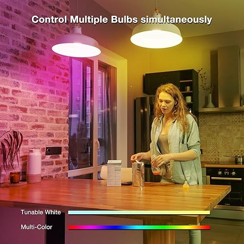 Miniatura 4 de phopollo - Bombillas LED inteligentes RGBCW WiFi multicolor compatibles con Alexa y Google Home Assistant, A19 E26 9W equivalente a 60W 800 lúmenes