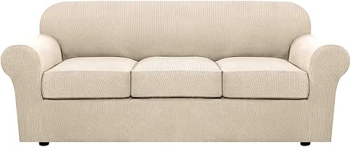 H.VERSAILTEX 4 Piece Stretch Couch Covers for 3 Cushion Couch