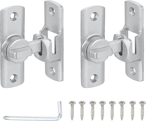 PATIKIL 2 cerraduras para puerta de granero, cierre de seguridad de 90180 grados, cierre de puerta corrediza de aleación de zinc, pequeños cierres