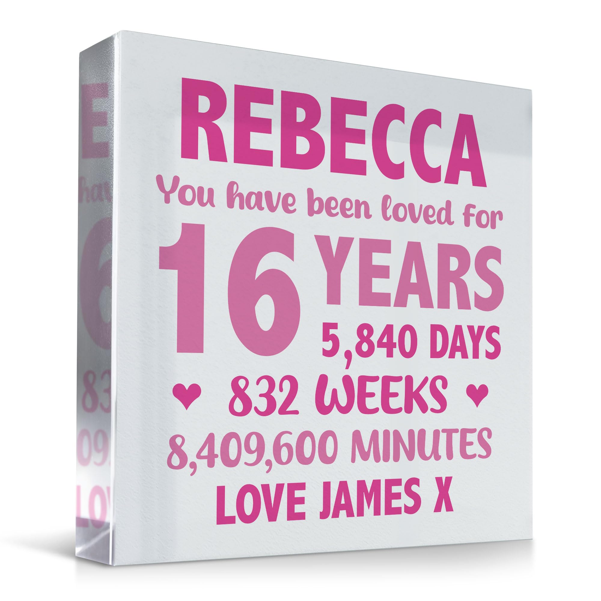 PERSONALISED 13th 16th 18th 21st 30th 40th 50th 60th 70th Birthday Gifts For Girls Her Women Standing Plaque Mum Daughter Auntie Sister Nan Gift Keepsake (16th Birthday)
