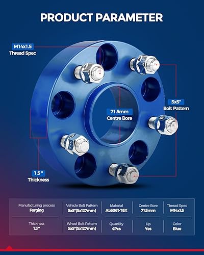 Vista 604 de KAX Espaciadores de rueda de 0.236 x 5.315 in, espaciadores de rueda centrados de 2 pulgadas y 6 lengüetas para F-15-0, Expedition, Mark LT, Negro