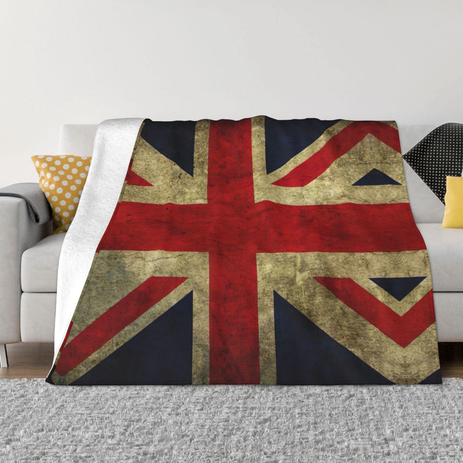 Plaid flanelle drapeau britannique pour soirées canapé et camping