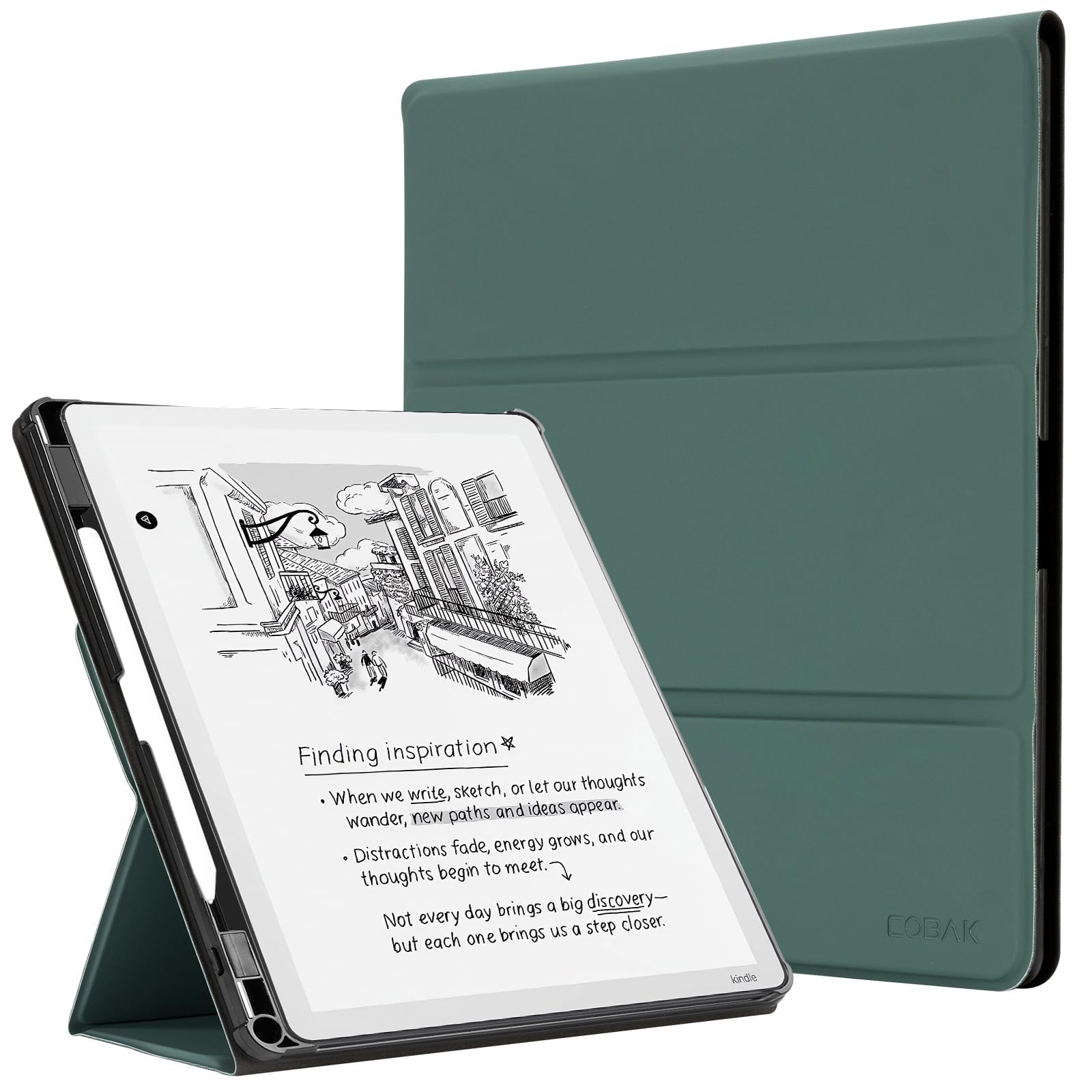 CoBak Case for 11" Kindle Scribe 3rd Generation 2025, Kindle Scribe Colorsoft with Two Viewing Angles - All New PU Leather Cover with Auto Sleep Wake, Pen Holder. Pine Green
