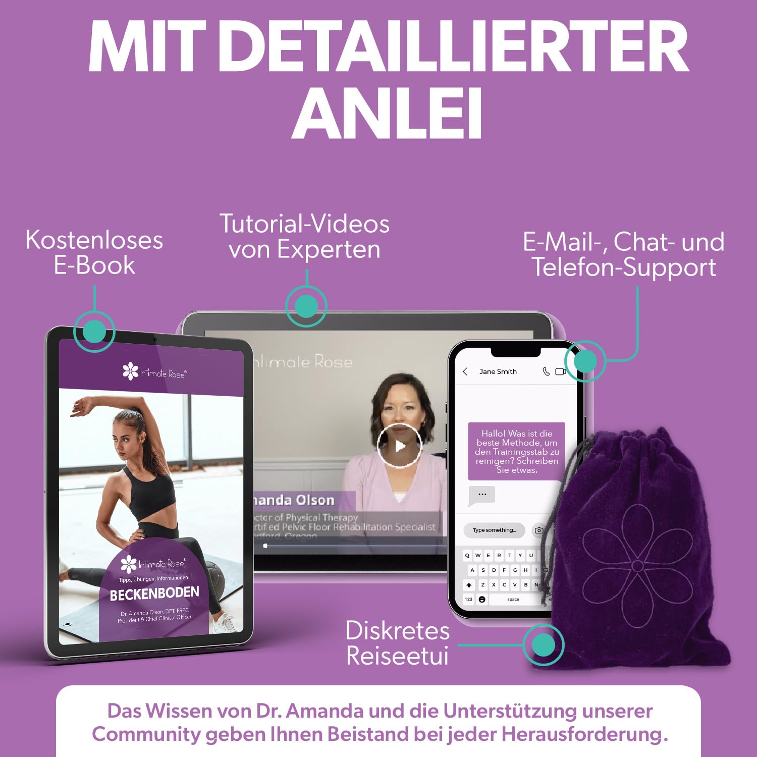 IntimateRose Beckenstab für Trigger- & Tenderpunkte der Beckenbodenmuskulatur - Männer & Frauen – Anwendbar für Beckenbodenphysiotherapie