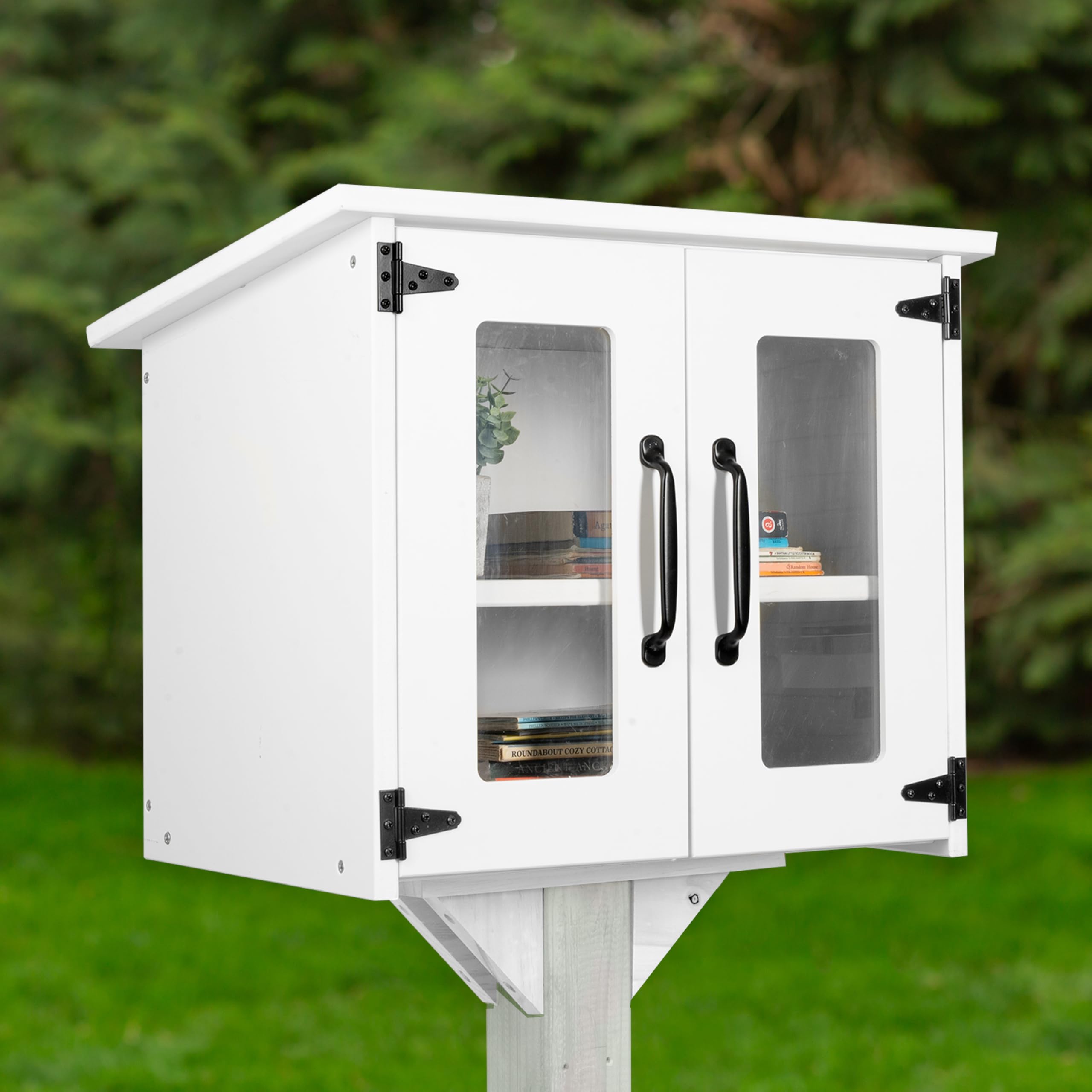 Photo 1 of Ilyapa Little Library Box Outdoor - 22x14x19 Inch, White Library Book Kit - Weatherproof Composite Material Book Exchange and Lending Kit for Neighborhood and Community Sharing