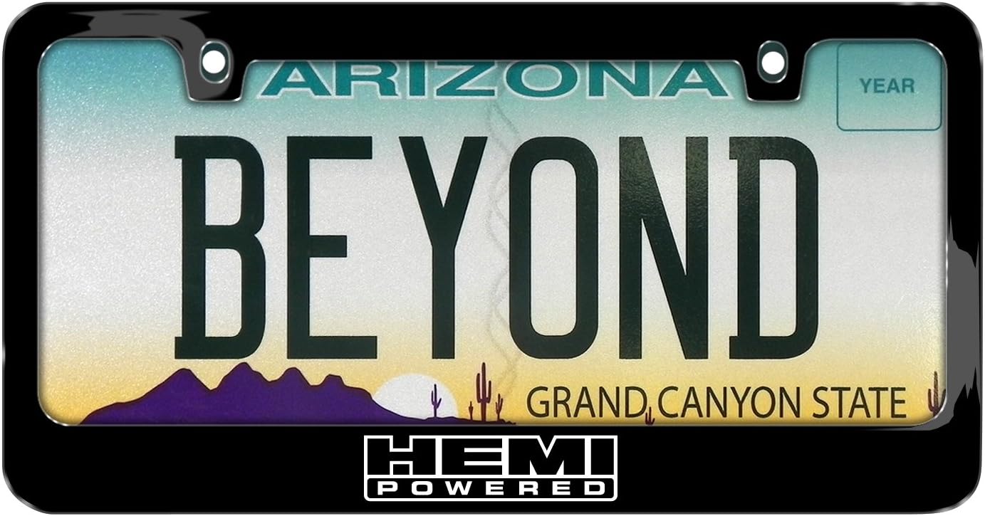 iPick Image for HEMI Powered UV-LED Printed American-Made Black Metal License Plate Frame