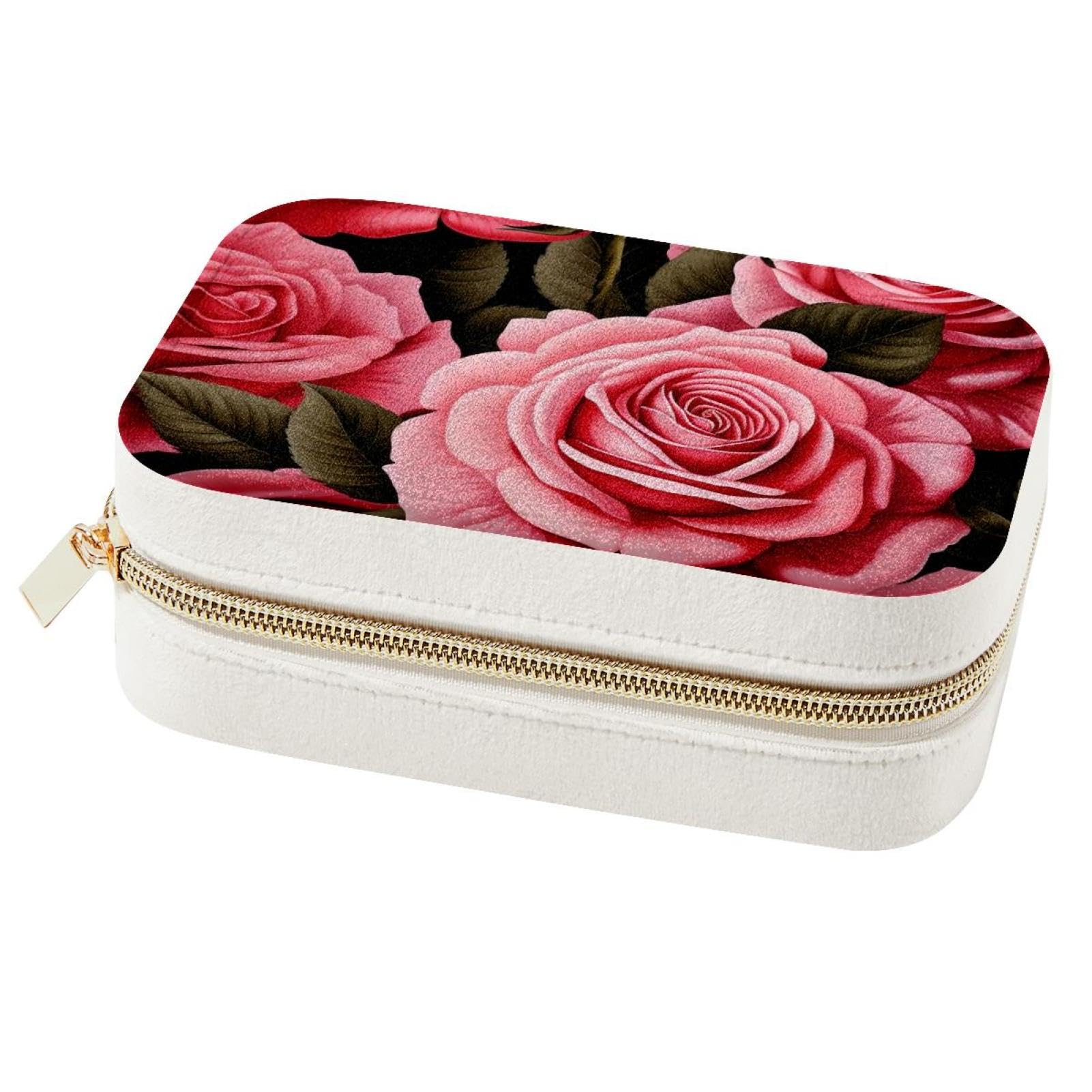 Boîte à bijoux de voyage rose rangement pour boucles d'oreilles colliers bagues femmes