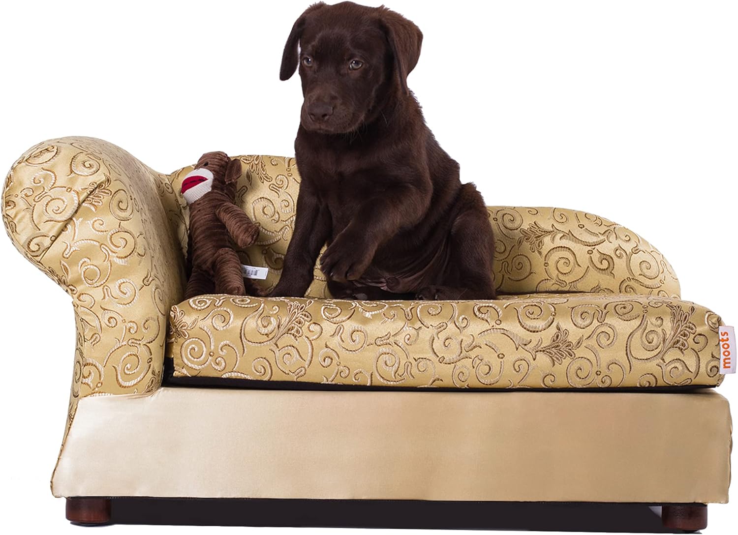 Moots Cleopatra Chaise Lounge Pet Bed, Metallic Gold, Medium, for Dogs and Cats All Medium and Small Breeds
