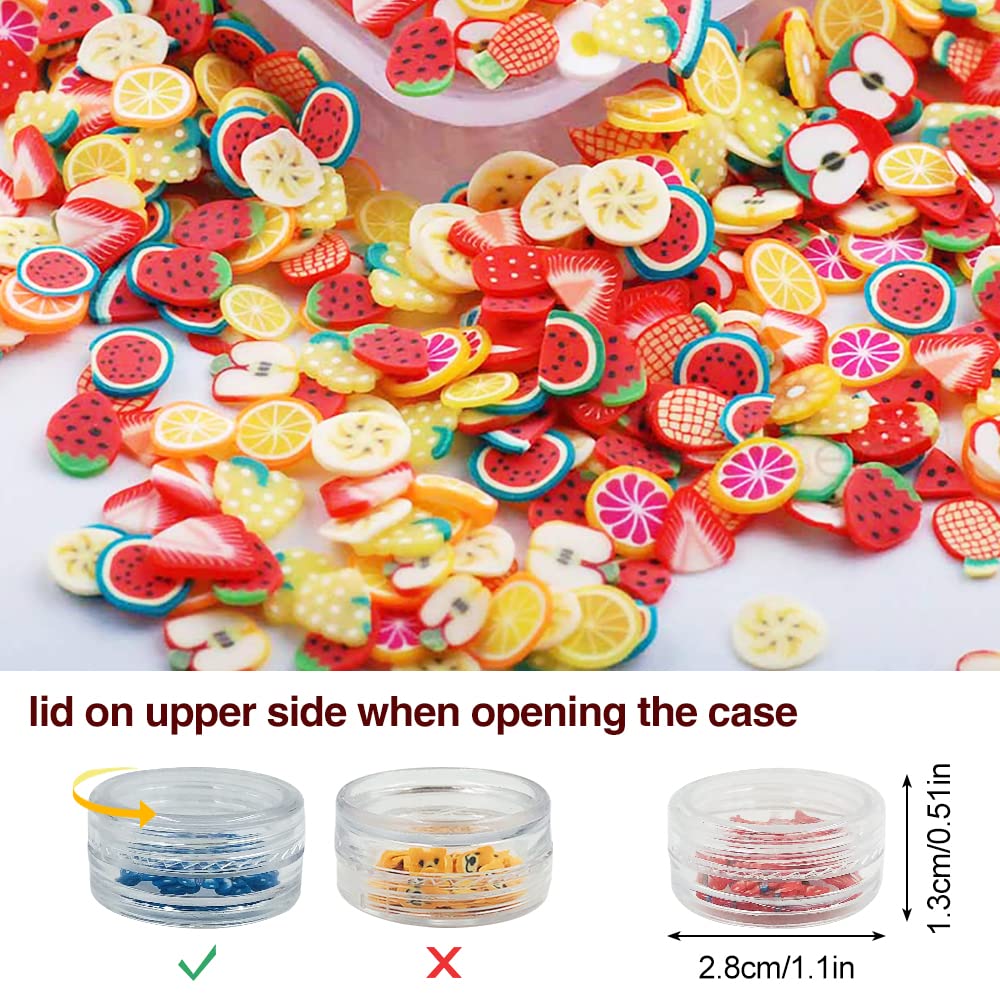 36 cajas de rebanadas de manicura de frutas, lyfLux 36 estilos de barra de uñas DIY, cerámica blanda 3D, producción de resina, brillo de labios y decoraciones (fruta, animal, dibujos animados)