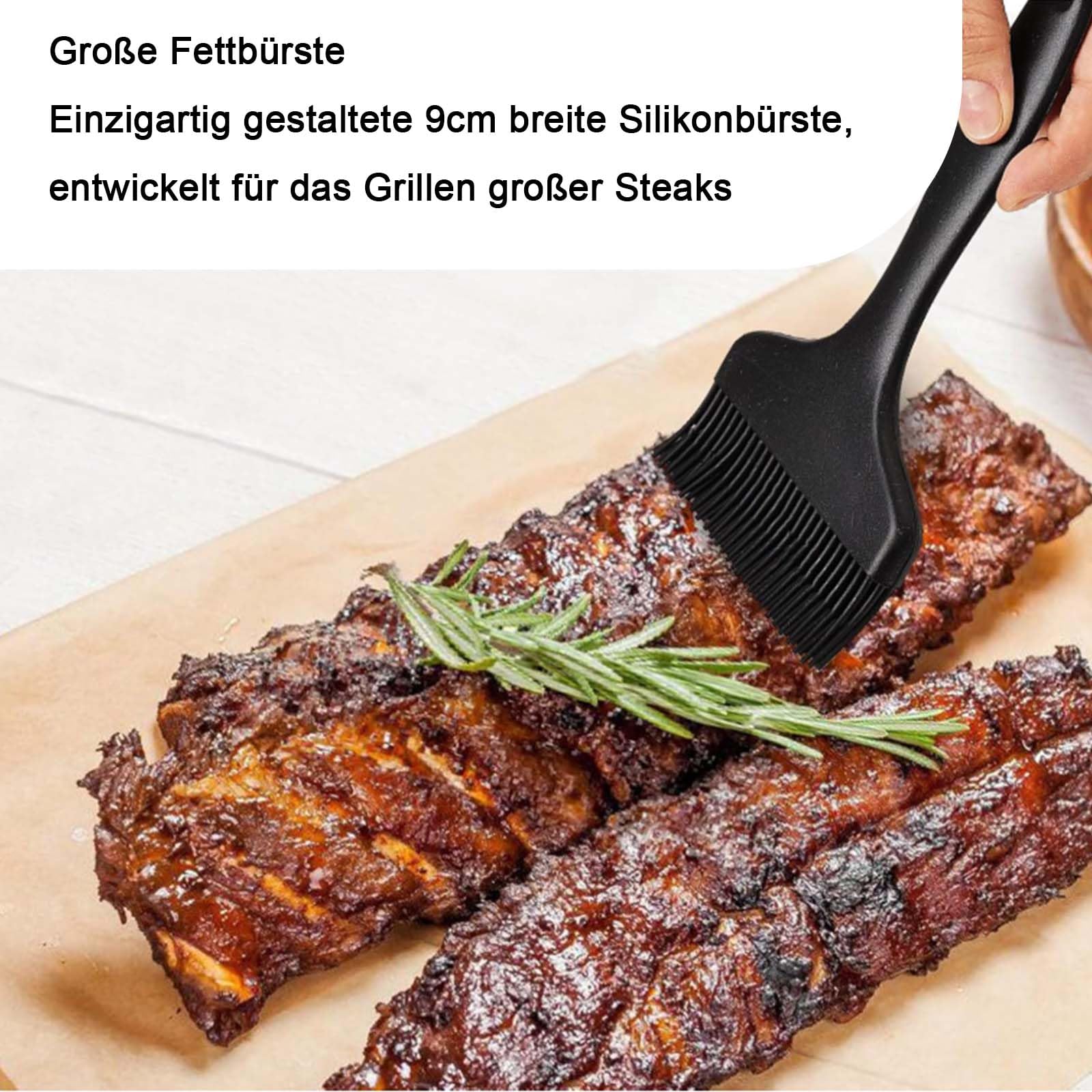Lot de 3 pinceaux à pâtisserie en silicone de 20,5 cm de long avec têtes de 9 cm/7 cm/3 cm, pour la cuisson du barbecue, la cuisson au barbecue, pratique