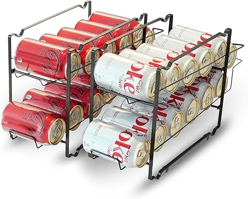 Paquete de 2 organizadores apilables de latas de soda, dispensador de latas de soda resistente a la corrosión, con capacidad para hasta 24 latas