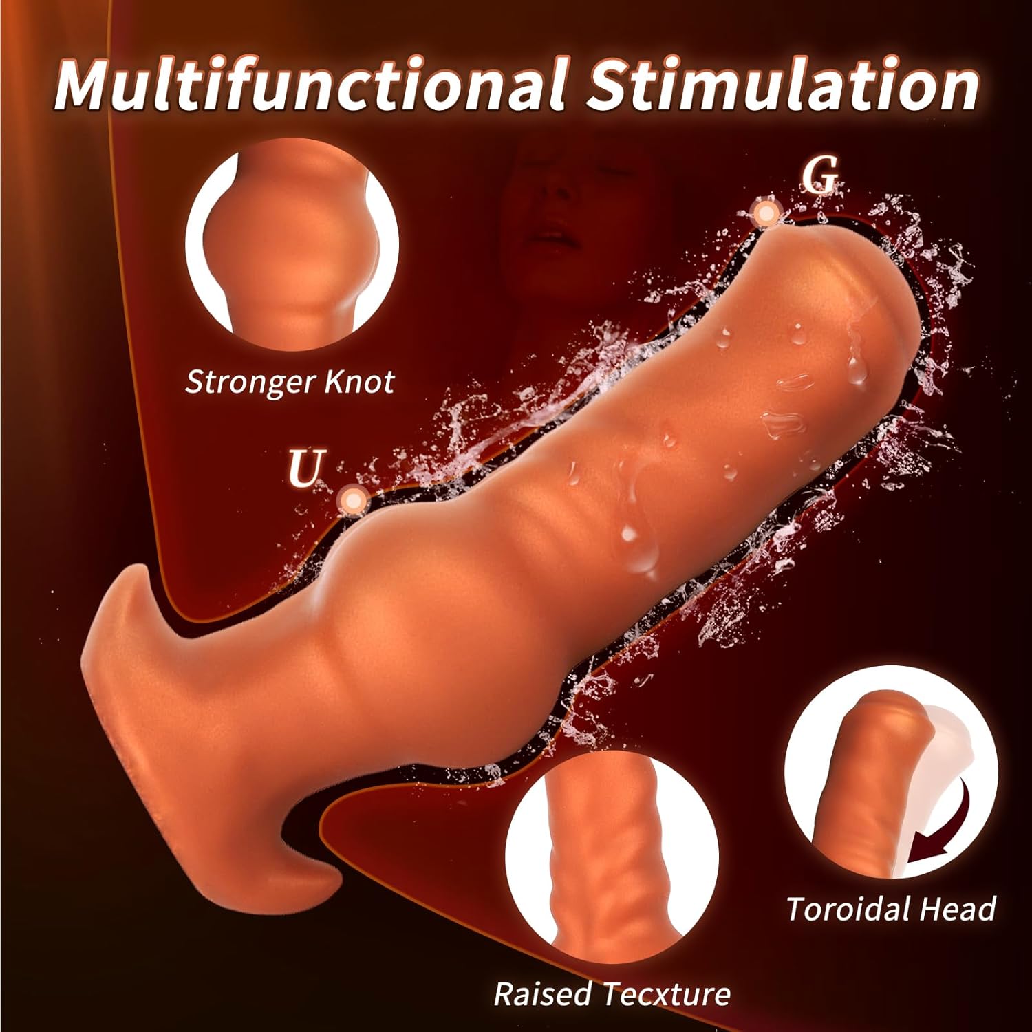 7.16" Anal Plug Butt Plug Anal Toys Adult Sex Toys Anal Trainer, Silicone Dildo Prostate Massager Knotted Dildo, Adult Sex Toys & Games for Women Men Couples, Golden