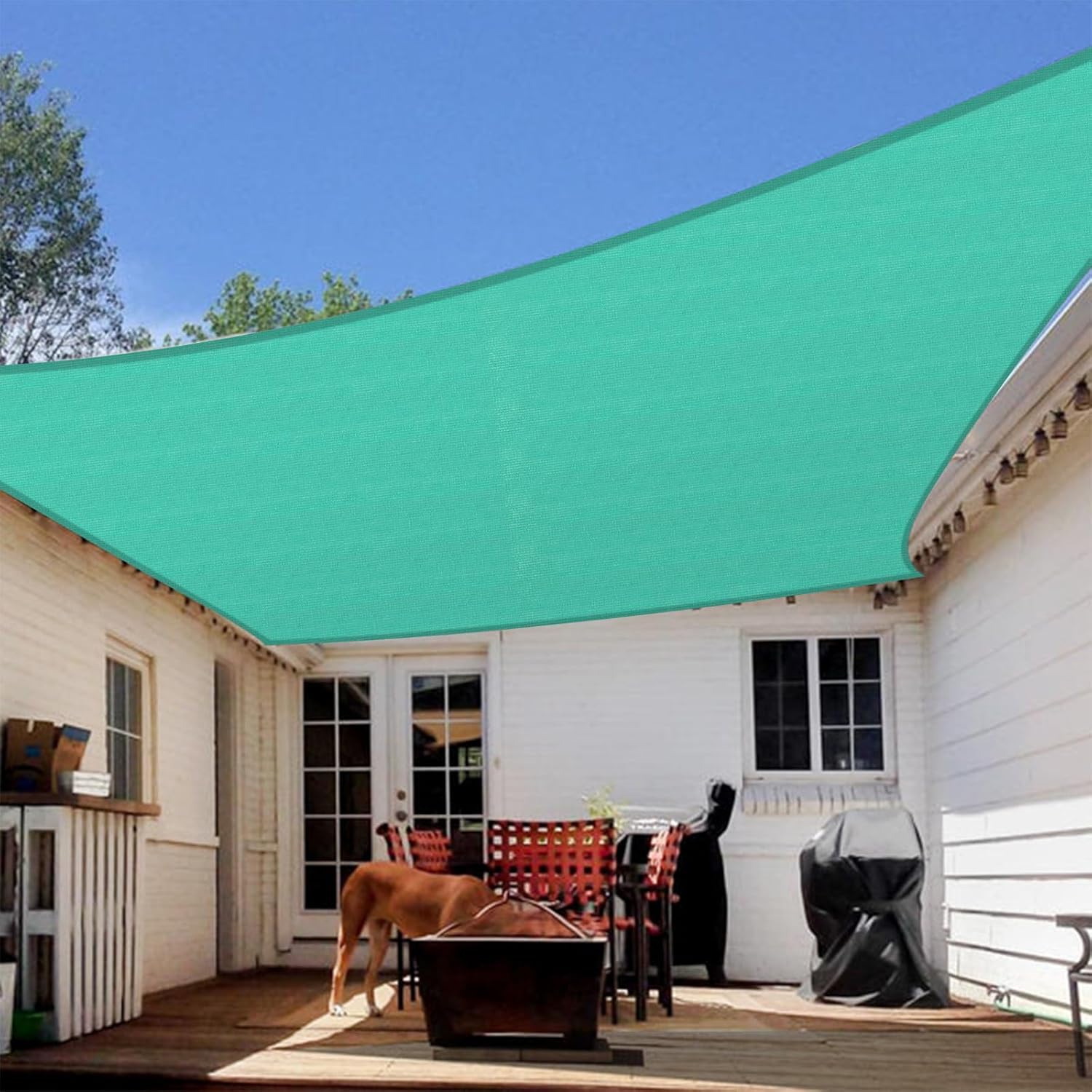 Artpuch Rectangular Breathable UV Block Sun Shade Sail Outdoor Covering Cloth for Deck, Backyard, 5X10ft,Turquoise (Customized Available)