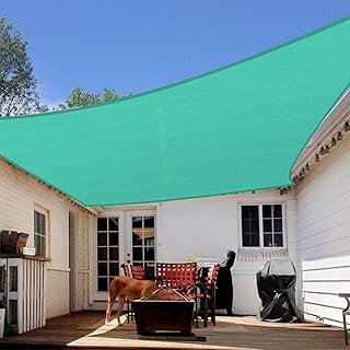 Artpuch Sun Shade Sail, 12'x16' Turquoise Rectangle, Curved Edged Commercial Grade 185GSM Permeable Outdoor