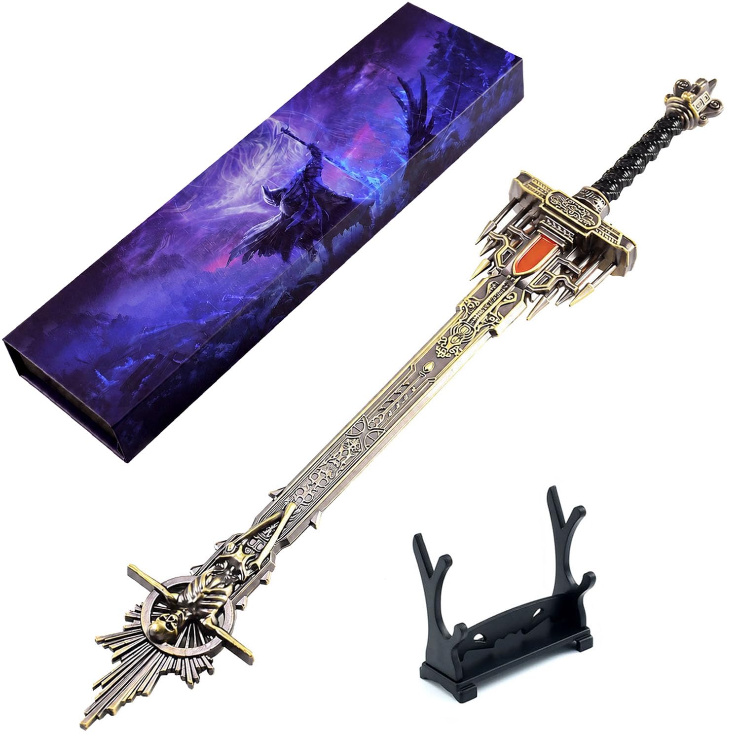 Wonsunte Eldens Rings Golden Epitaph Collectible Metal Display Model with Gift Box, 30 cm / 11.8 in Gaming Memorabilia, Desk Decor, Shelf Ornament, Gift for Gamers