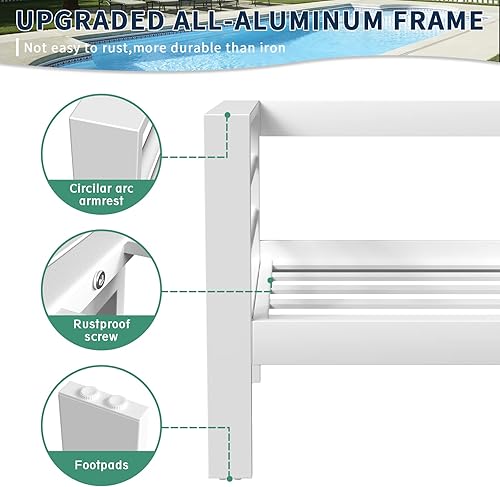 Miniatura 2 de Amopatio Muebles de Patio Sofá de Metal, Silla de Sofá de Exterior de Aluminio Moderno para Todo Clima de 3 Asientos con Cojines de 5 Pulgadas,