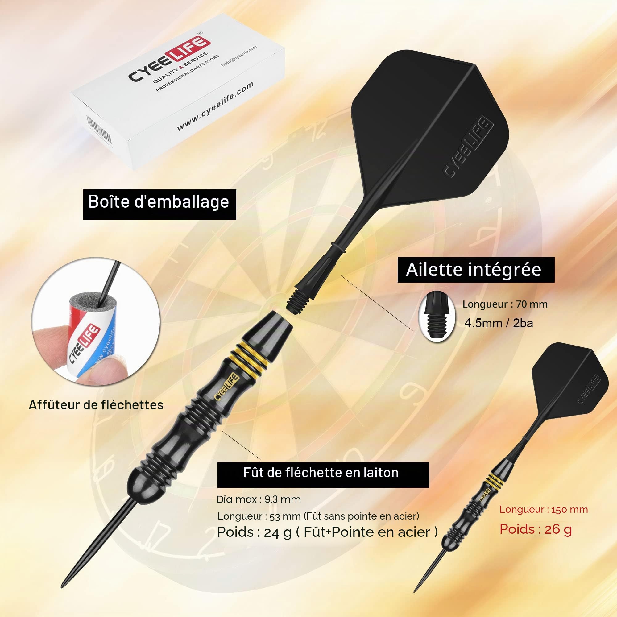 Flechette Pointe Acier 24g avec Boîte de manutention