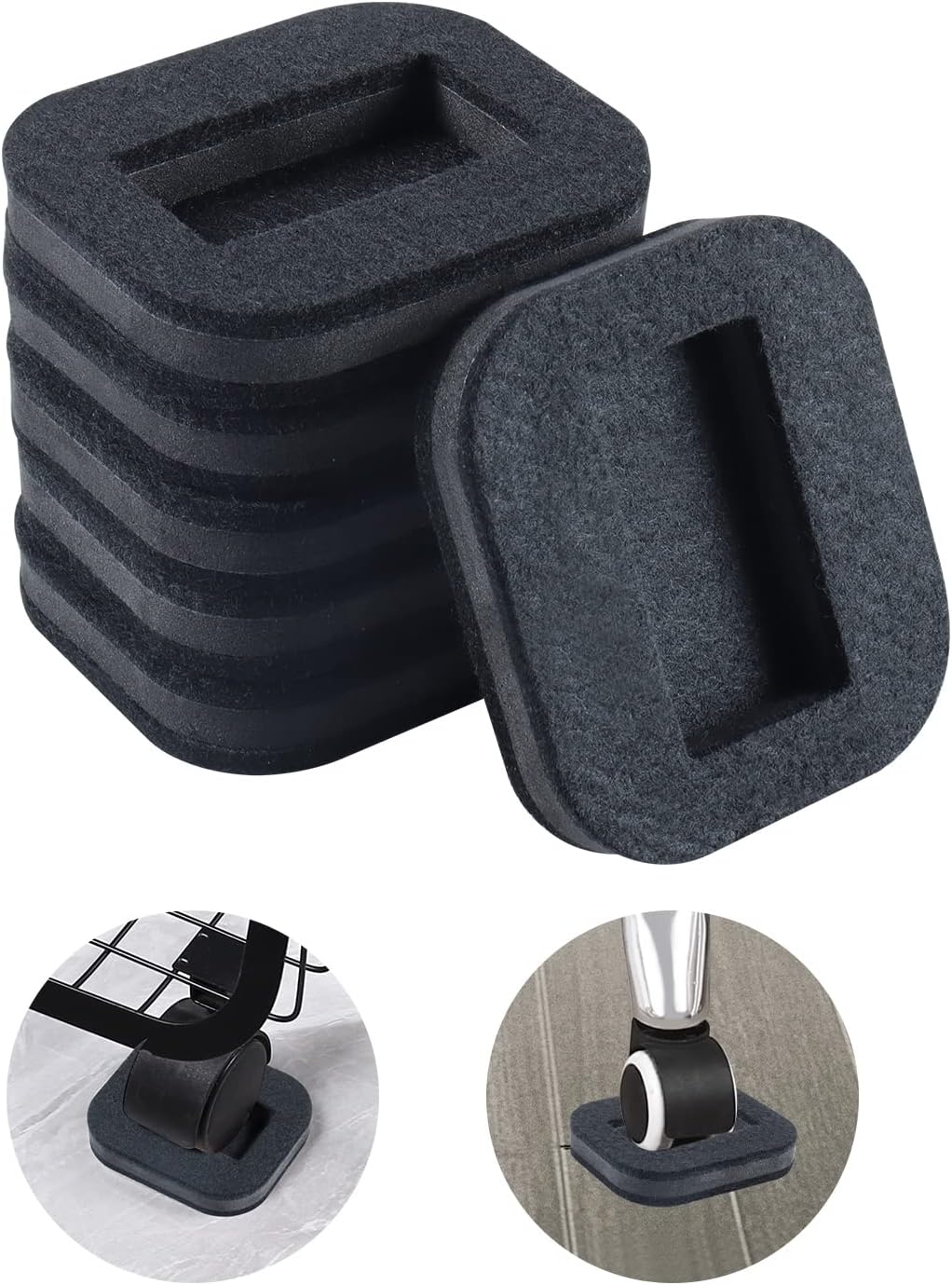 RCHYFEED Furniture Caster Cups Reusable Felt Pads Bottom, 16 Pack