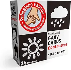 Baby Cards To Go 0 a 3 Meses | Cartões de Contraste para Bebês | Estímulo Visual | Método Montessori | Alto Contraste: Preto e Branco | 24 Imagens