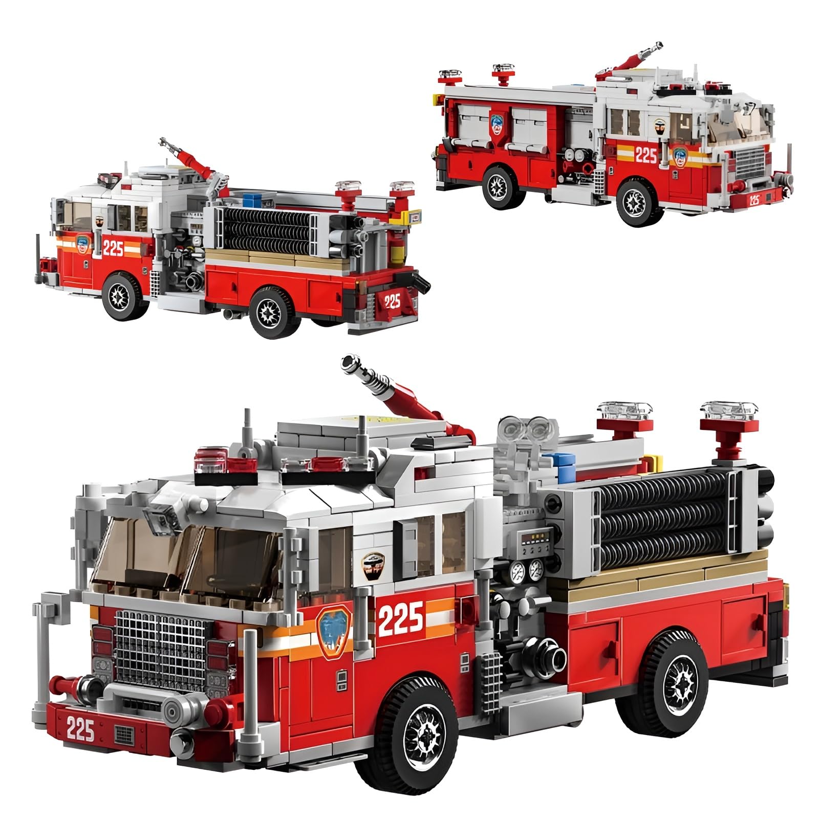 PlayExquizen Fire Truck Building Blocks Set - 1052 PCS City Emergency Rescue Vehicle Bricks Kit, Fire Engine City Display Model, Home Office Decor, Gift for Truck Enthusiasts and Teens