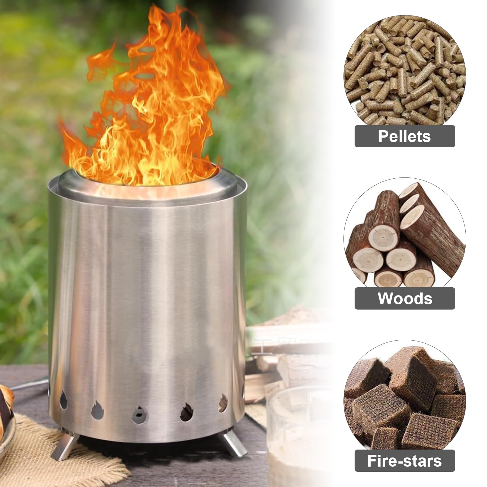 Mini Brasero D'extérieur Sans Fumée Pour Le Jardin, Cheminée De Table D'extérieur Avec Sac, Petit Foyer Pour Granulés En Bois, Balcon, Terrasse Et Jardin - Idéal Pour Barbecue (16 X 16 X