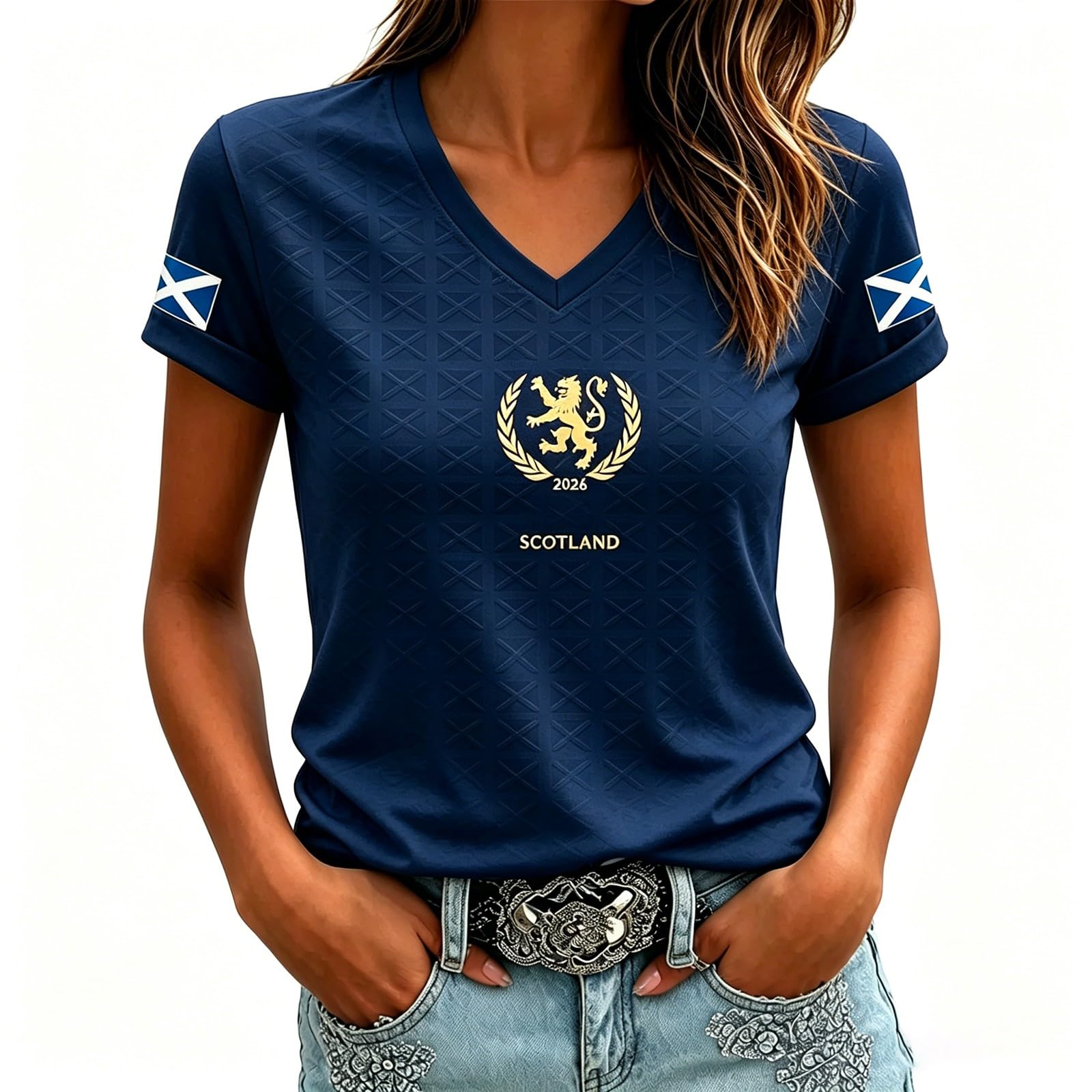 Scotland Football Shirt World Cup 2026 T Shirt Training Top, Ladies Scotland Retro Football Jersey Tops, Women Tshirt V Neck Lightweight Breathable Classic Soccer T-Shirts for Summer Sport Fans Shirts