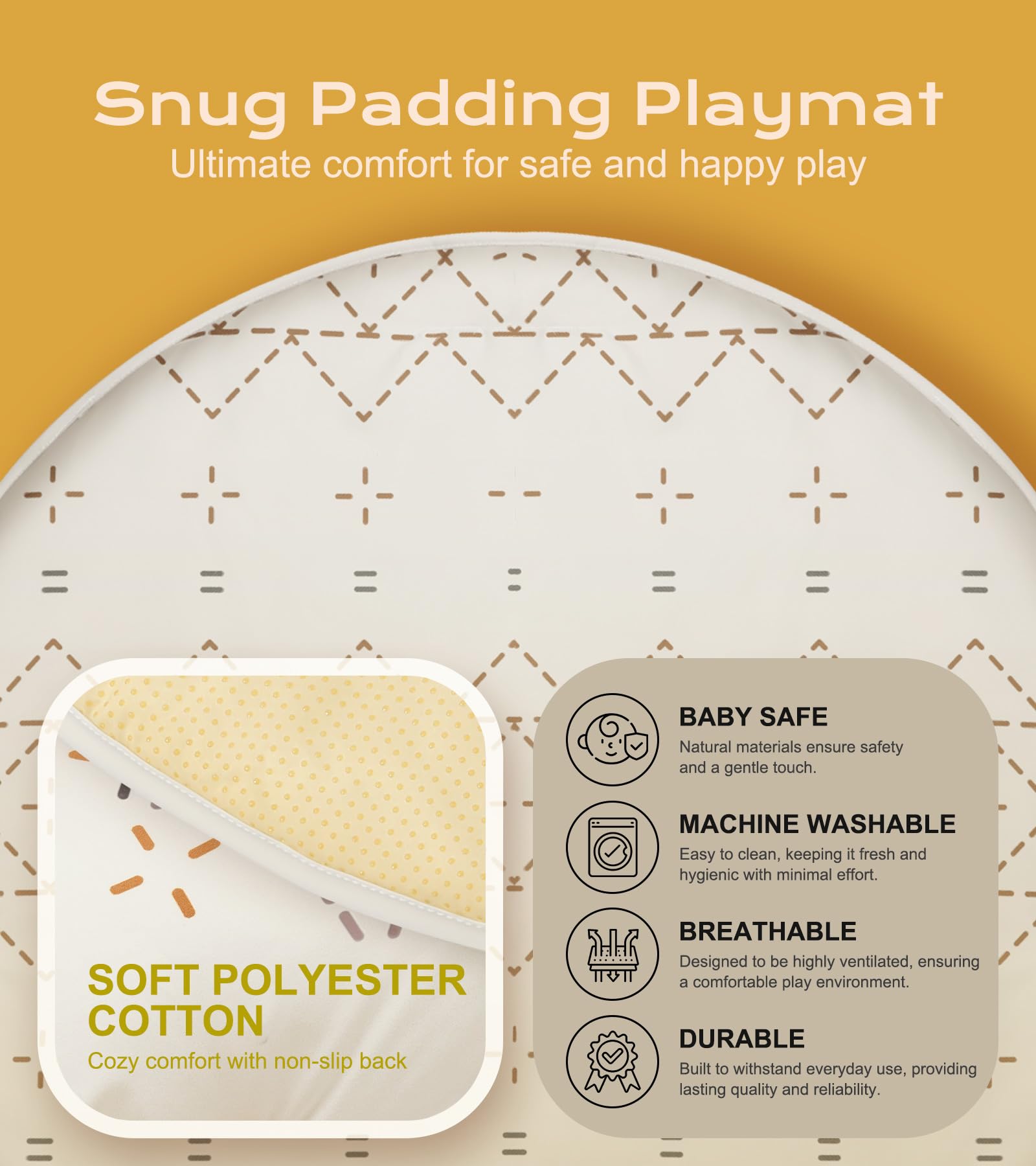 Tummy Time Activity Mat, Macrame Baby Play Gym Mat with 6 Detachable Toys and 12 Milestone Cards for Stage-Based Sensory and Motor Skill Development, Washable Play Mats for Infant, Non Slip Play Mat — Amazon image 6