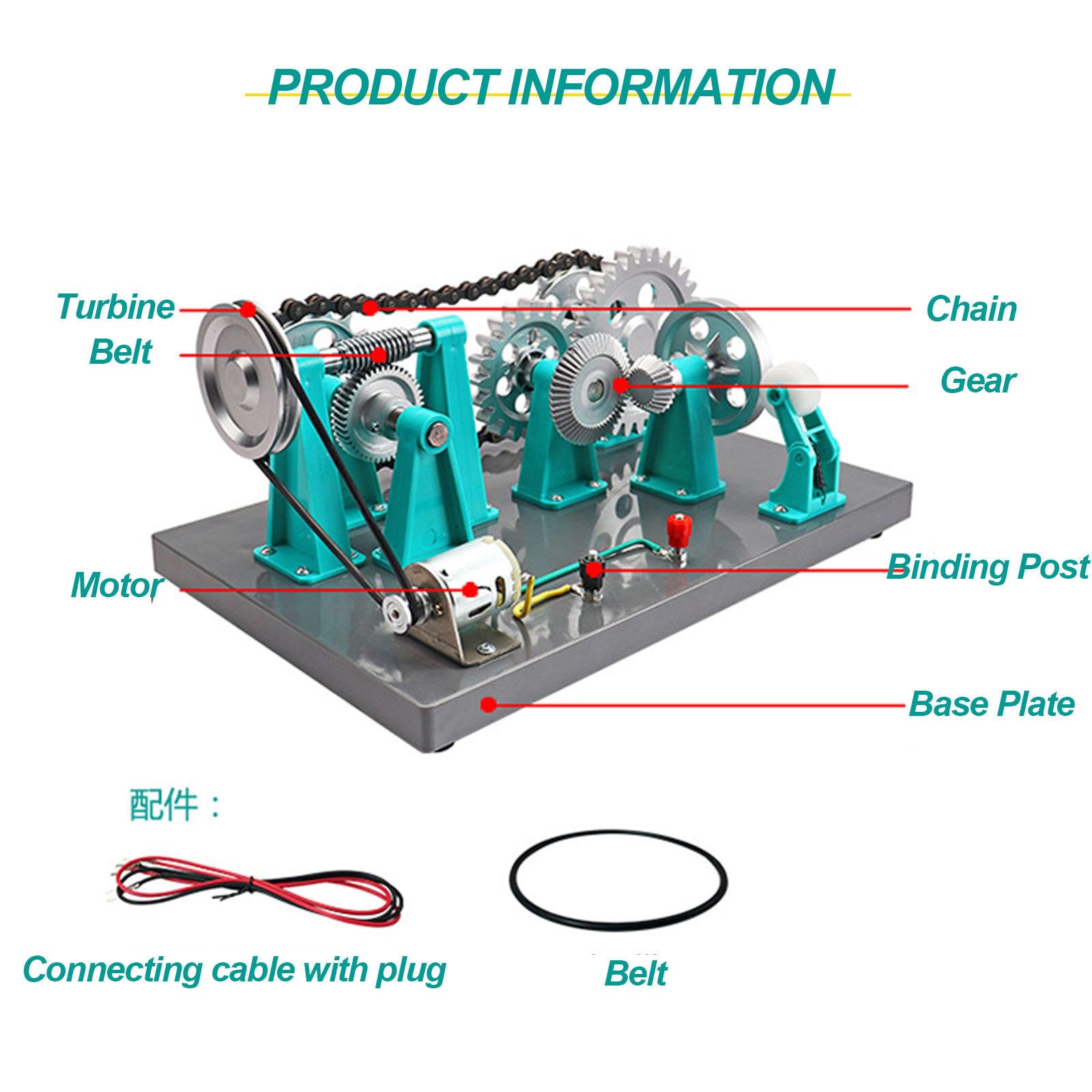 Modelo de Transmisión Mecánica, Instrumento de Enseñanza de Experimentos de Física, Seis Formas de Transmisión, Accionamiento Eléctrico de CC para El Aprendizaje de Los Estudiantes