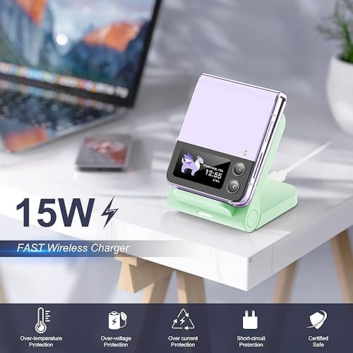 Miniatura 2 de Cargador inalámbrico para Samsung Galaxy Z-Flip Soporte de carga inalámbrico Galaxy Z Flip 543, cargador inalámbrico rápido de 15 W para Galaxy Z