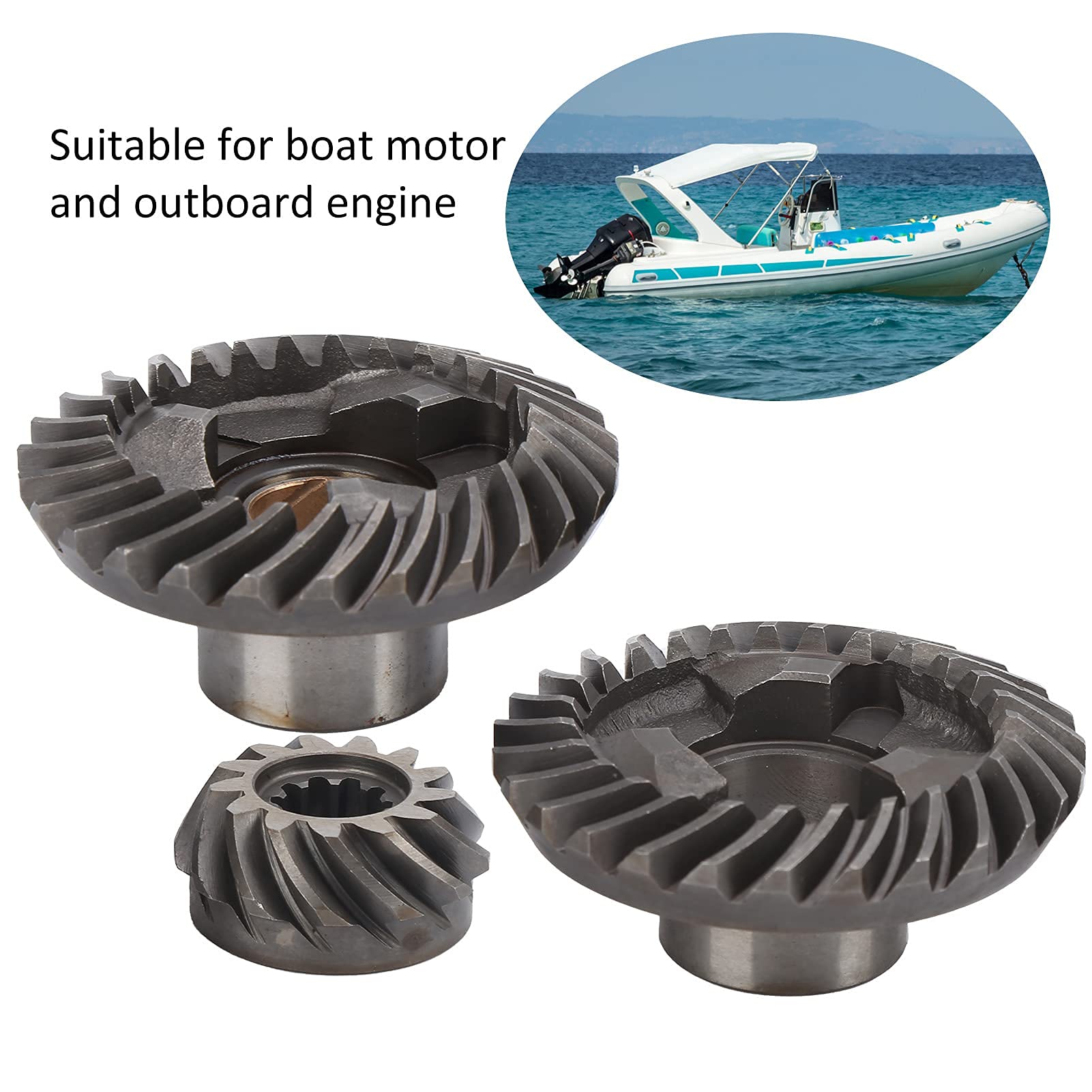 3Pcs Marine Boat Motor Gear Set, Outboard Vor- und Rückwärtsgang Ritzel T15, einfache Installation, langlebig aus Edelstahl, leicht und tragbar