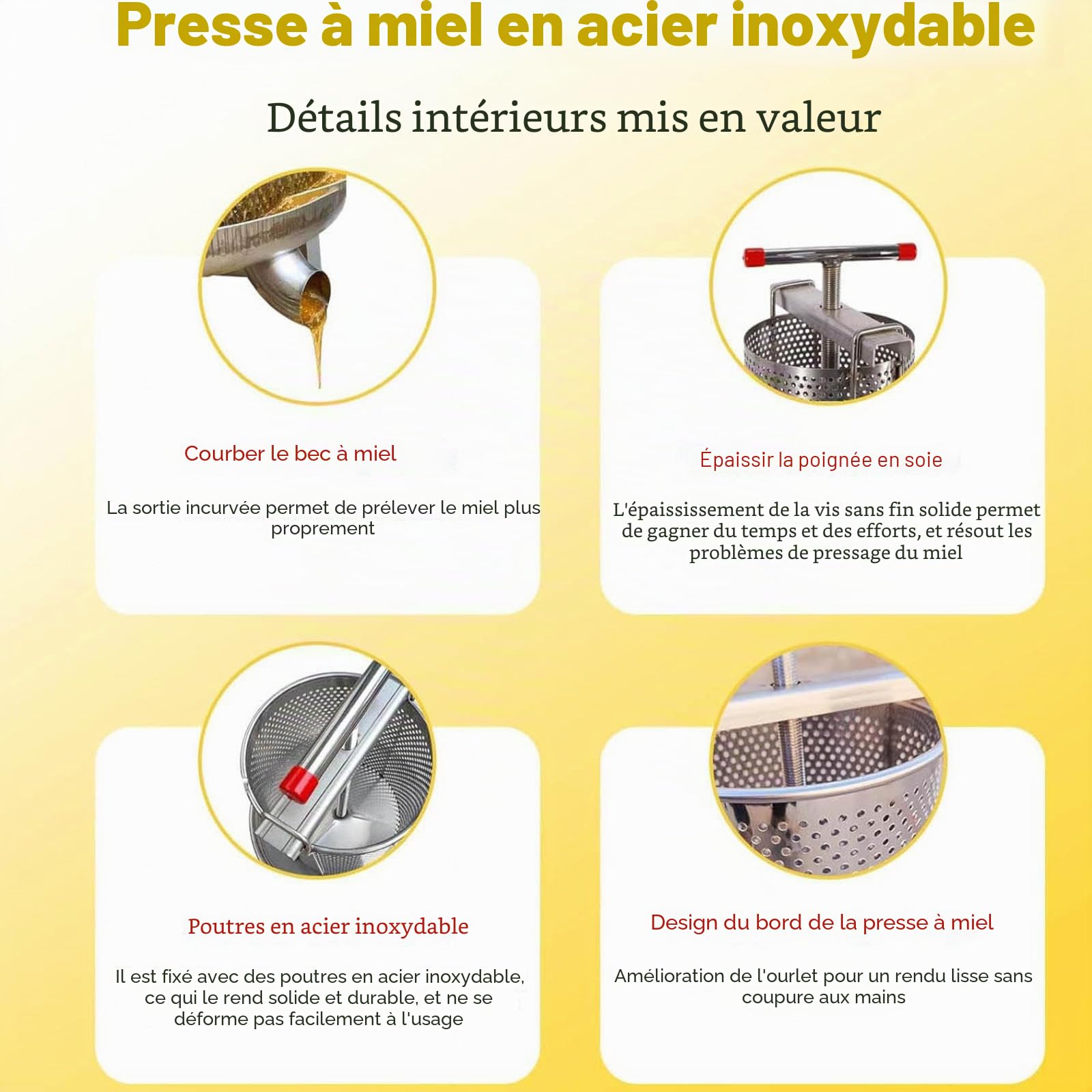 extracteurs de miel apiculture pressoir inox miel pressoir à vin matériel extracteur presse à miel en nid d'abeille pour restaurant cuisine hôtel