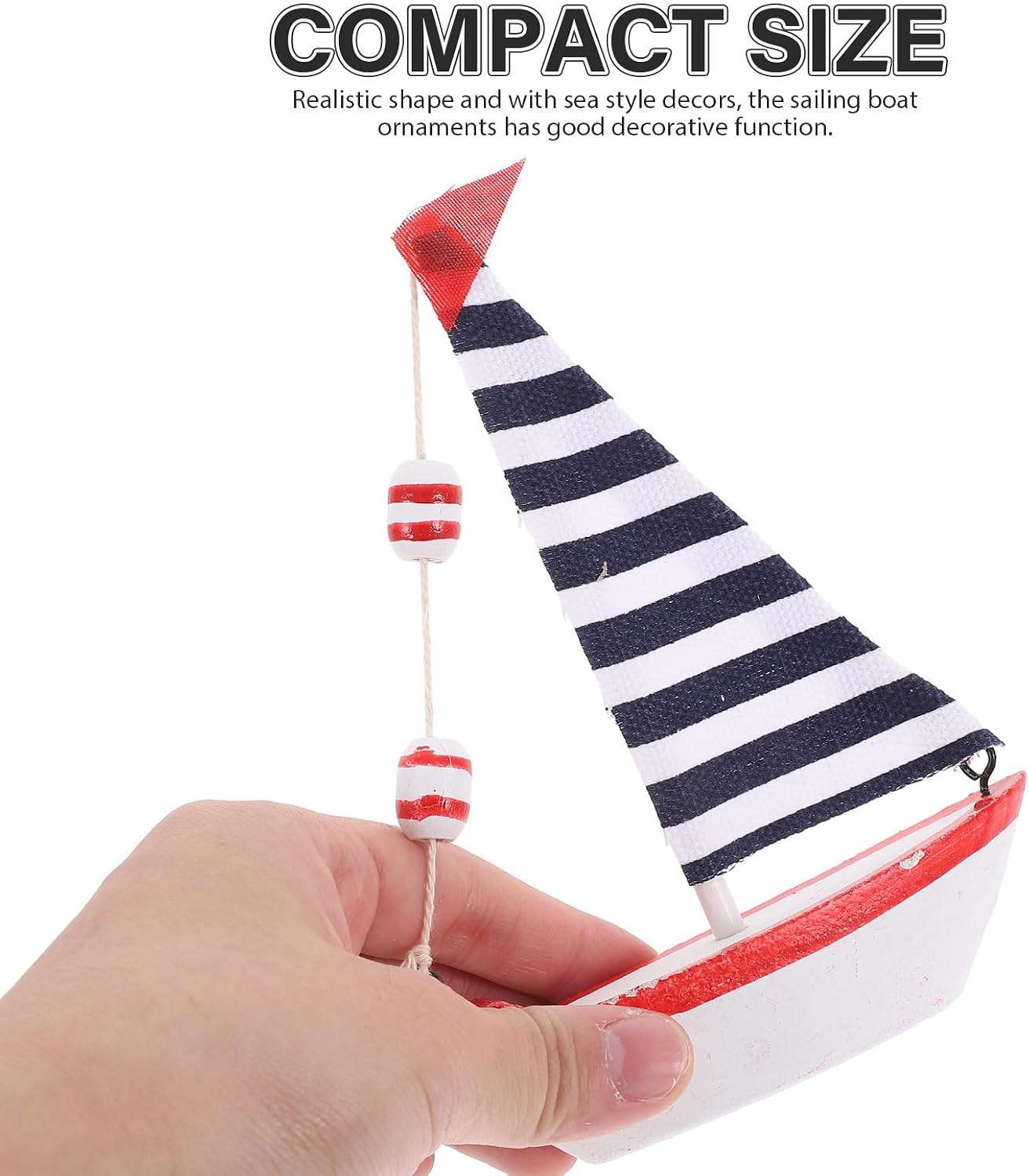 ARTIBETTER Mediterranean Style Resin Sailboat Ornament with Realistic Shape, Decorative Function for Living Room and Bedroom, Unique Coastal Home Decor Accent
