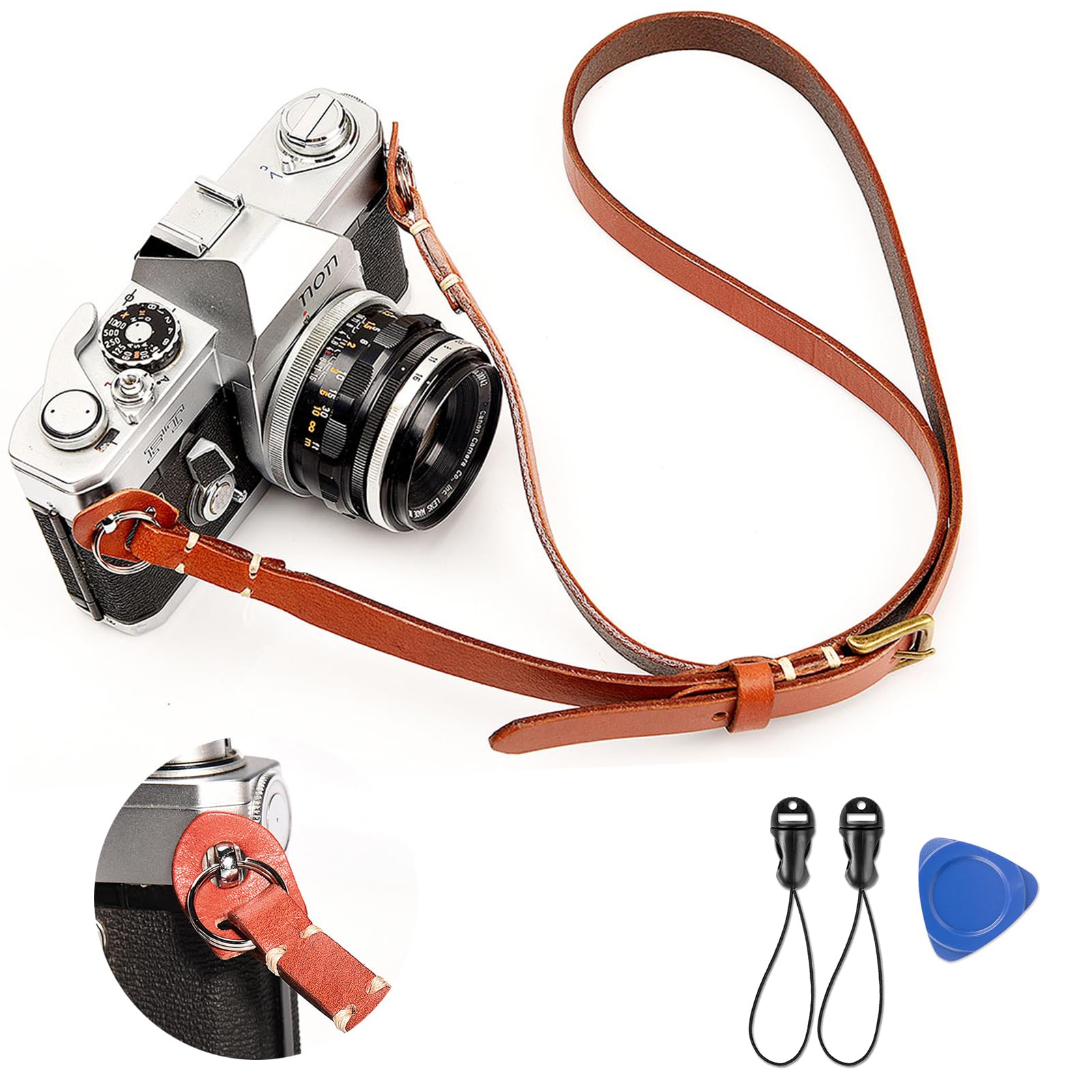 Sangle D'Appareil Photo En Cuir Réglable - Universelle Pour Reflex Et Hybrides - Longueur 149 Cm