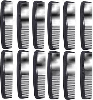 12 Pieces Quality Pocket Hair Comb & Mustache Combs for Hairdressing Comb Heat Resistant Barber Comb (Black)