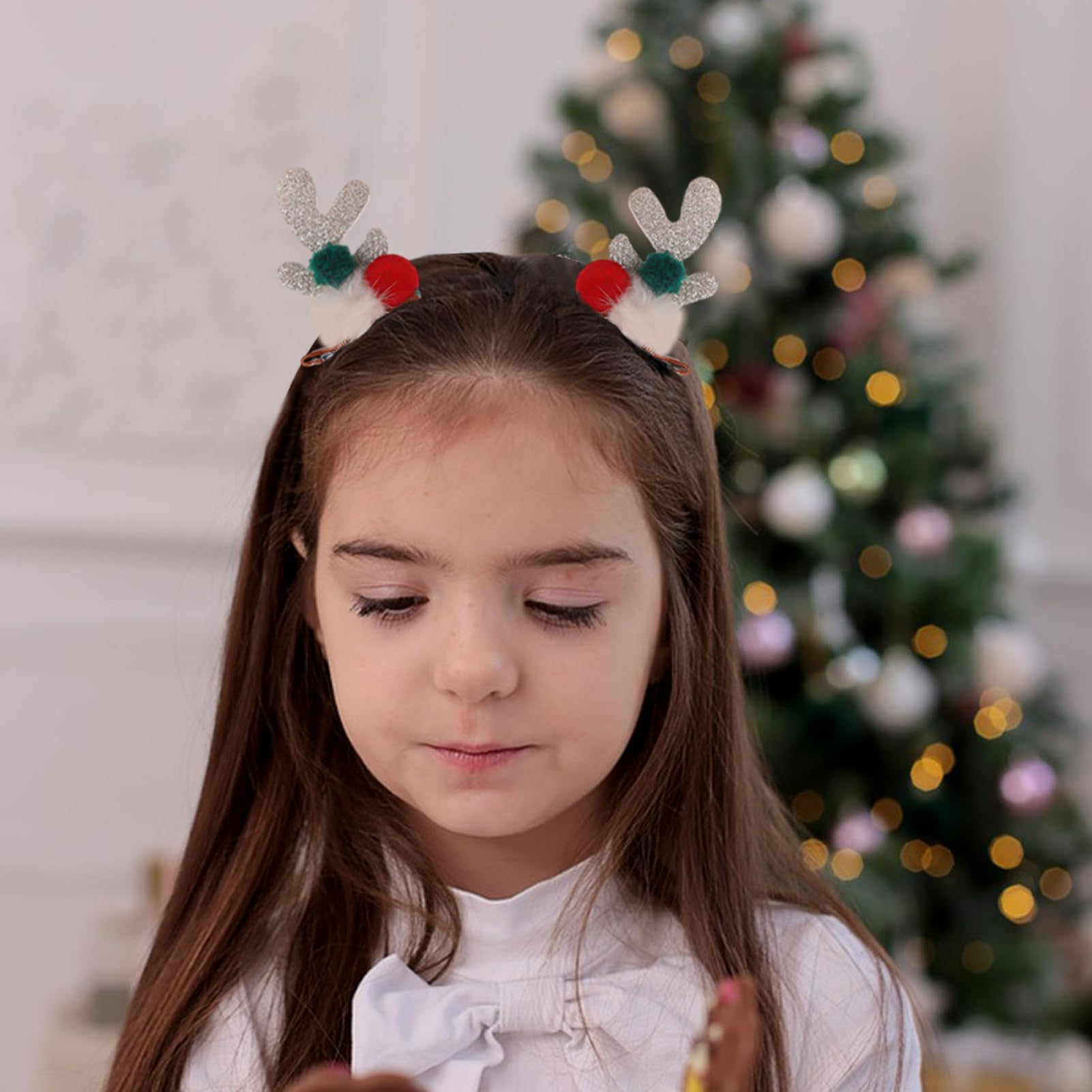 Pinces à Cheveux De Noël Pour Femmes Et Filles, 2 Pièces/lot, épingle à Cheveux En Bois De Cerf, Barrettes Pour Enfants, Nouvel An, Accessoires Pour Cheveux, Bijoux