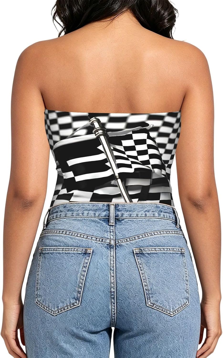 Cow Black Spot Print Women Strapless Bra Tube Tops