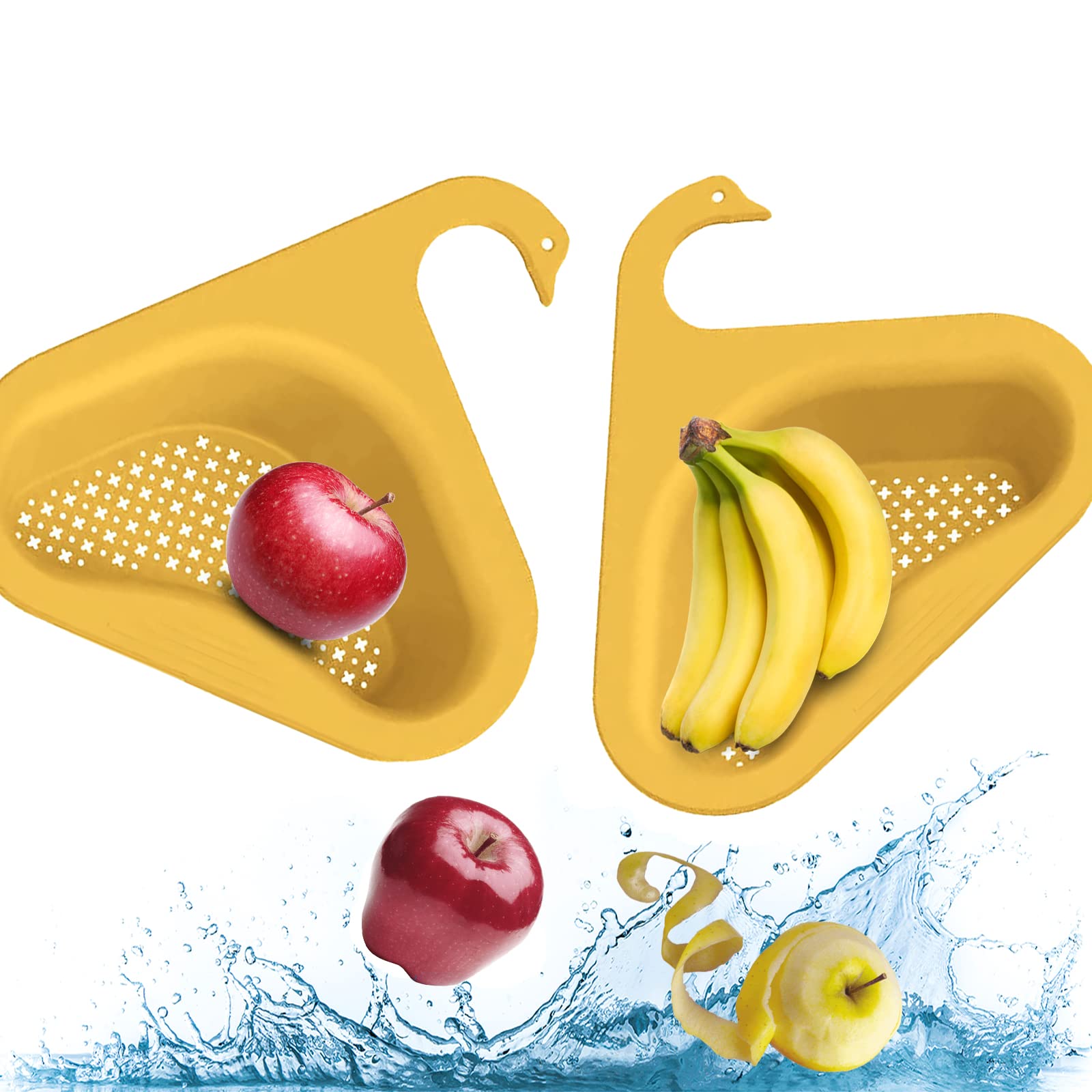 XiXiCCCC 2pcs Swan Drain Basket,Swan Drain Basket For Kitchen Sink Sewer Cleaning Hook,Triangular Sink Drain Shelf,Multifunctional Hanging Dish Drainer,Corner Strainer For Kitchen Sink.