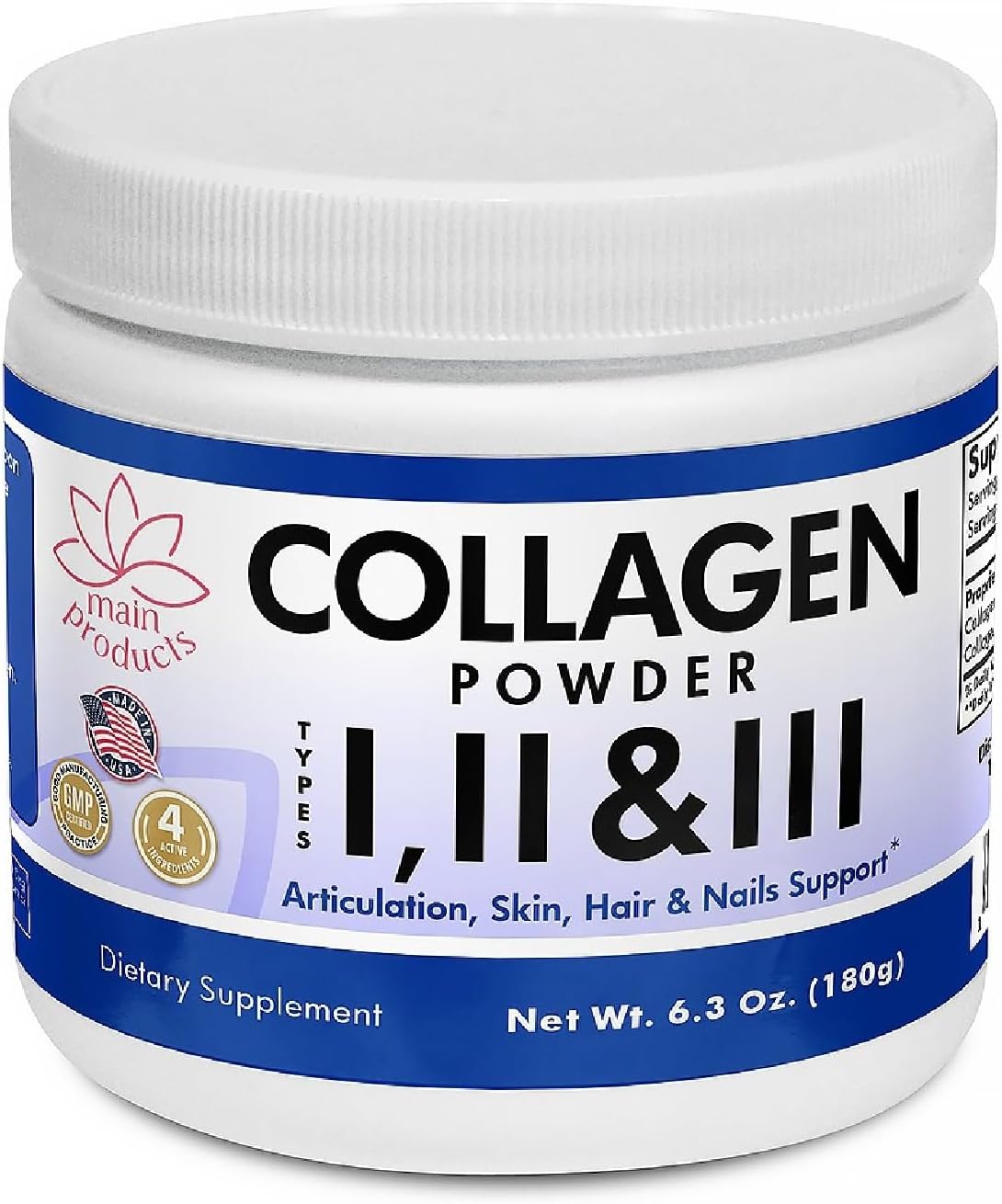Collagen Powder Type I, II & III. Hydrolyzed Collagen and Hyaluronic Acid, Net Wt 6.3 Oz Supports Articulation, Skin, Hair and Nails. Collagen Powder 1, 2, 3. Collagen Powder Type I, II & III. Hydrolyzed Collagen and Hyaluronic Acid, Net Wt 6.3 Oz Supports Articulation, Skin, Hair and Nails. Collagen Powder 1, 2, 3.