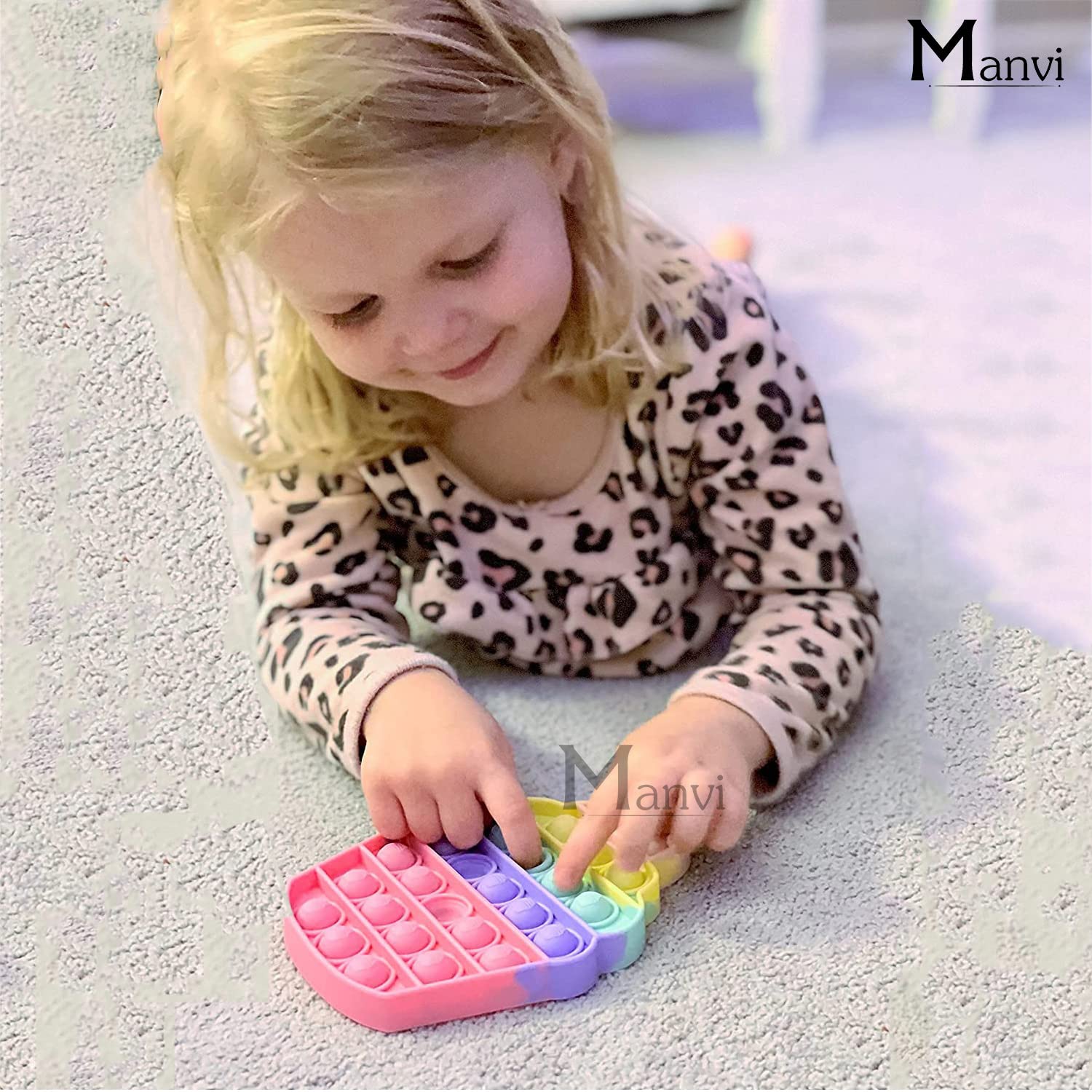 MANVI Fidget Toy for Kids, Small Pop it for Kids, Stress Relief for Adults, Different shape Popper for Kids- Multi color (Android, square, Shaker) 2