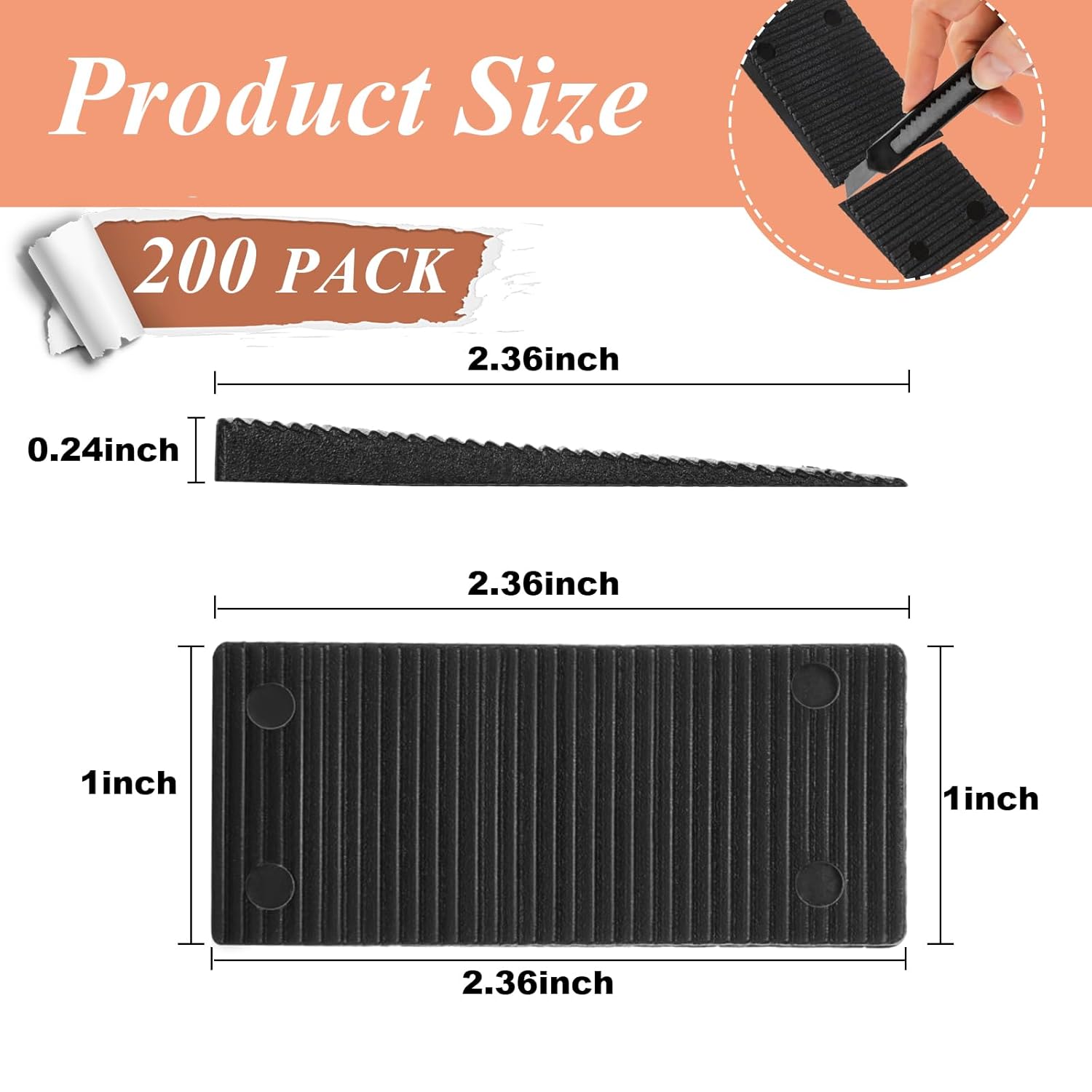 CYEAH 200 Pack Plastic Shims for Leveling, Multi-Purpose Rigid, Heavy Duty Composite Shims and Wedges Furniture Levelers, Table Leveler Wedges Adjustable Shims for Table, Toilet, Hot Tub and Furniture