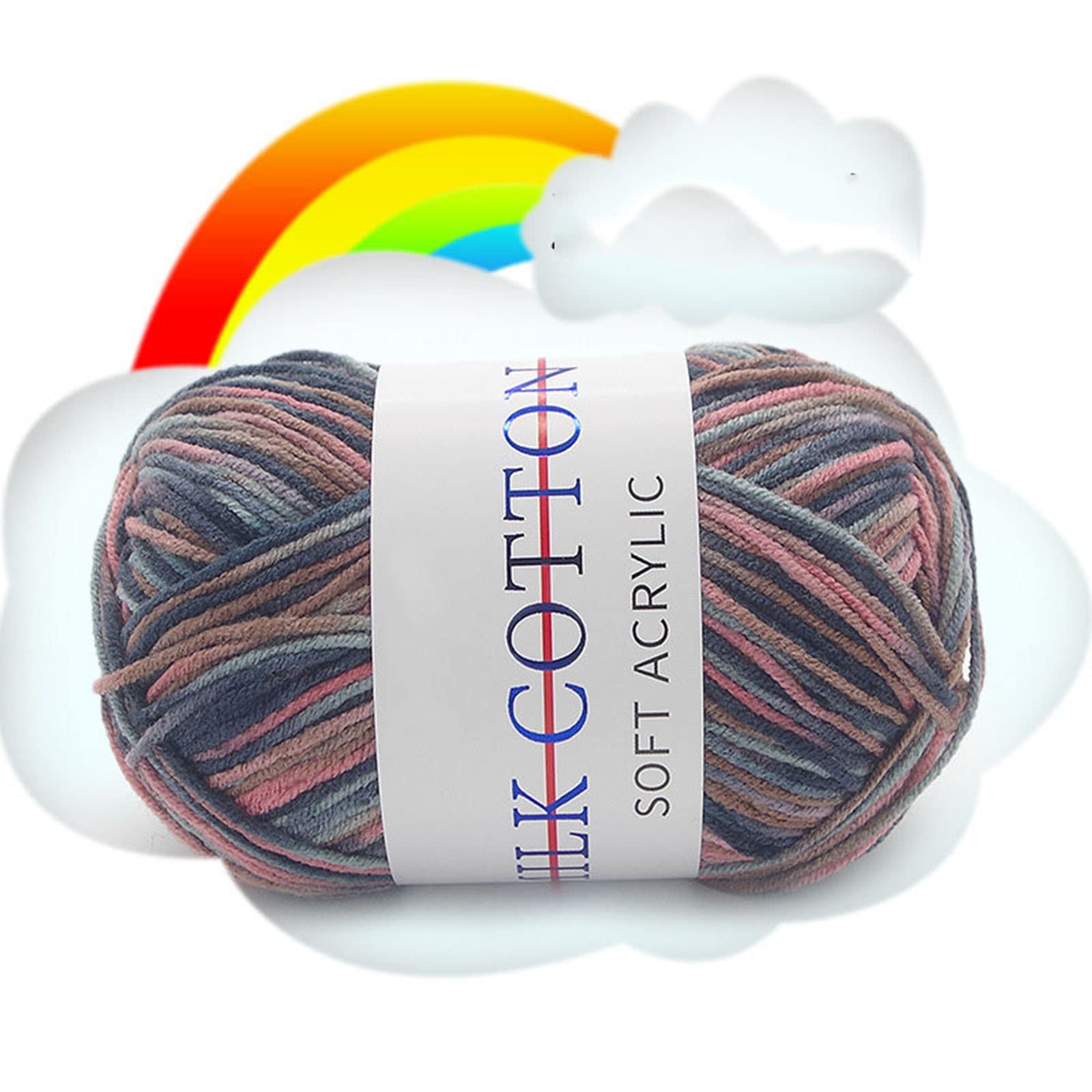 4PCS 50g Knitting Rainbow Wool Yarn Bright Gradient Colorful Super Soft Durable Milk Cotton Chunky Yarn for Crochet DIY Gloves Jumpers Scarf Sweaters Wool Cap (20 Balls,Color 39)