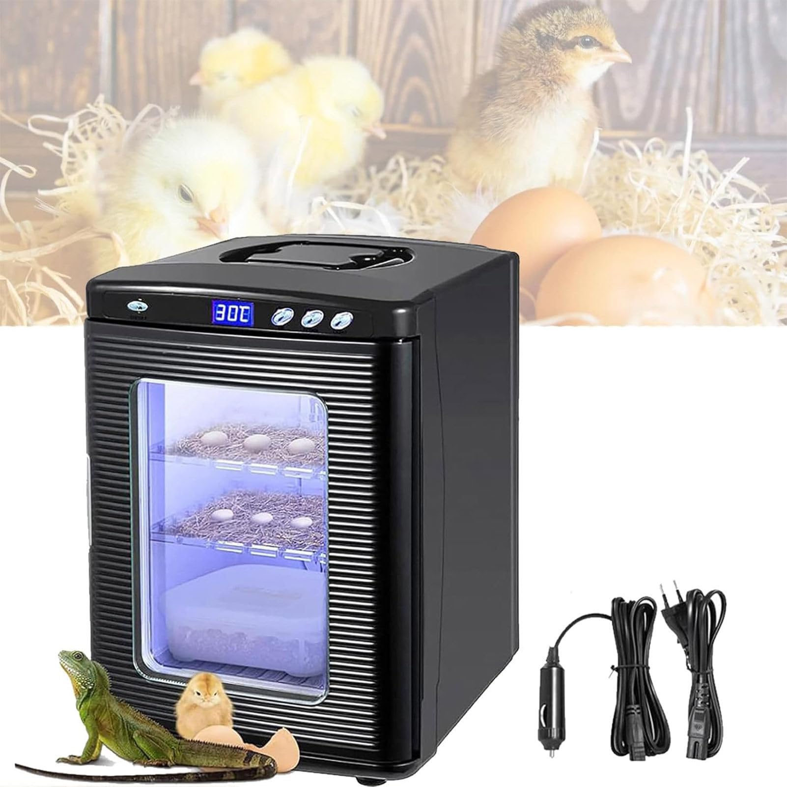 Incubadora de huevos de reptiles de 25 l, control preciso de temperatura de 5 a 60 °C para cría de lagartijas y reptiles con funciones de refrigeración y calefacción, ideal para incubar
