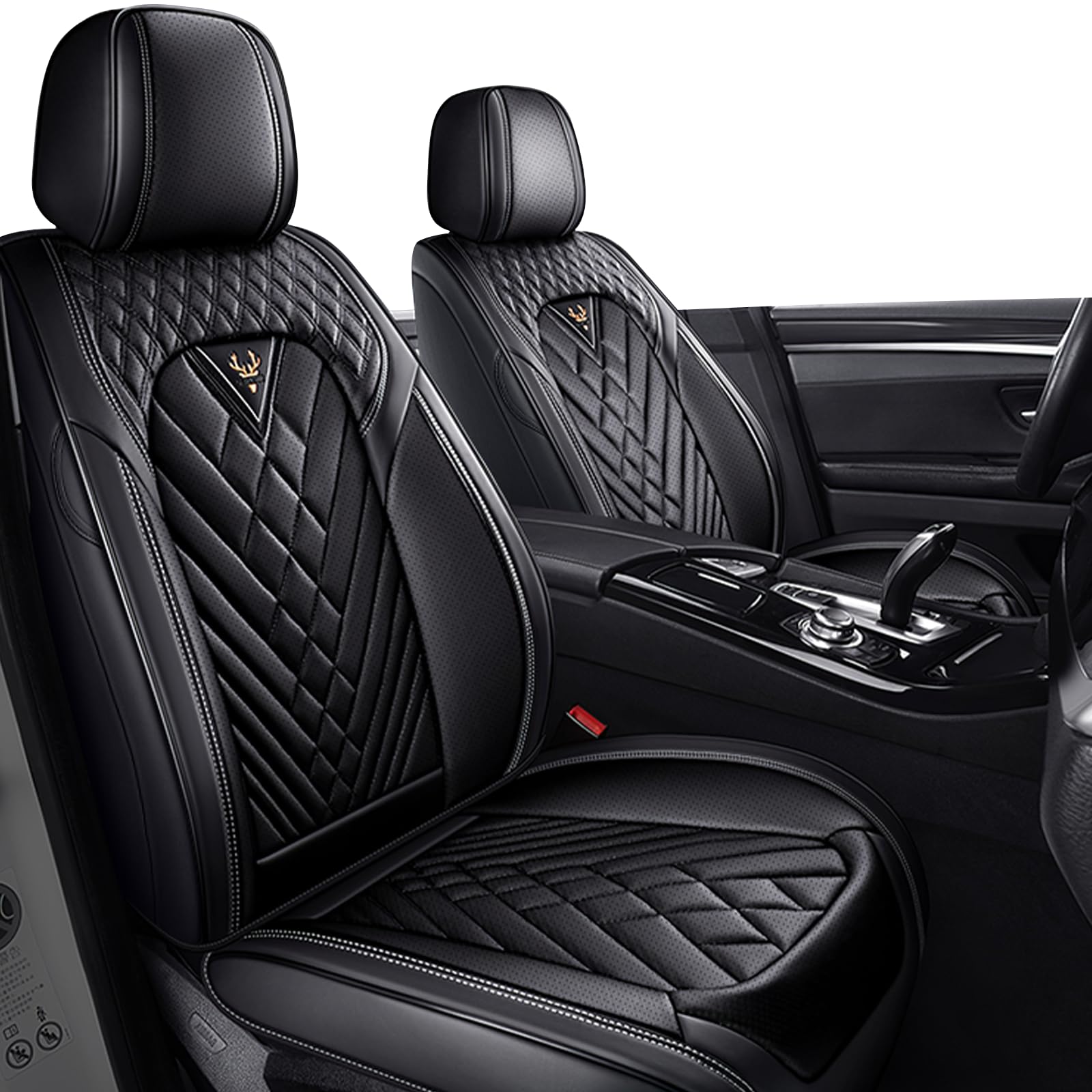 SLJU Seat Covers for Equinox EV 2024-2025, Waterproof Nappa Leather Car Seat Covers Front Seats(Black)