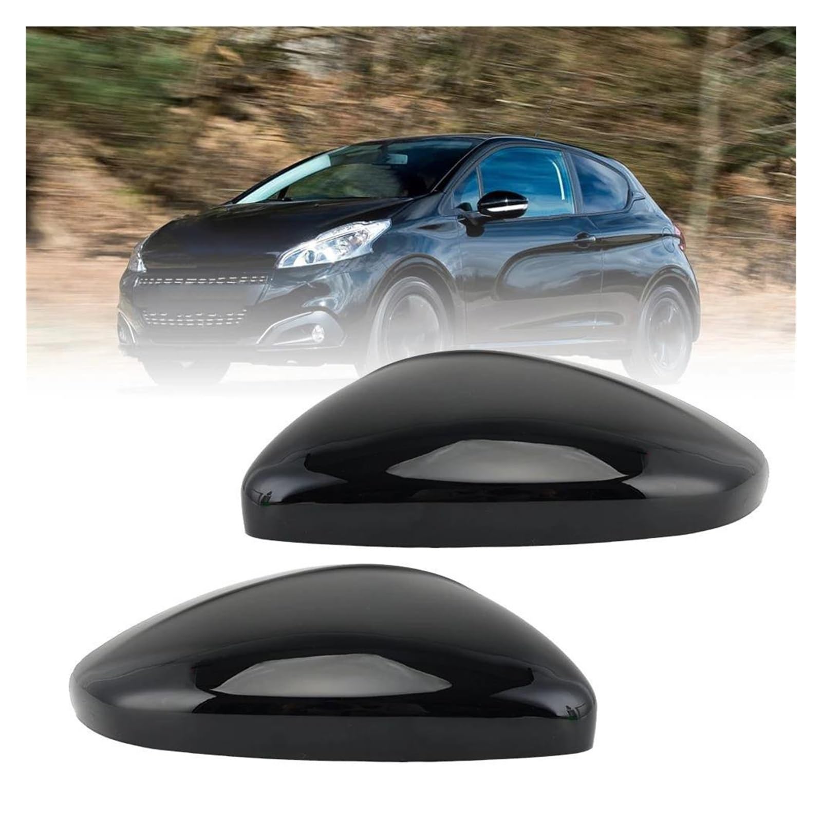 Alloggiamento dello Specchio Accessori Auto Copri Specchietti Retrovisori Laterali Tappi Nero Lucido per Citroen C3 2016 2017 2018 2019 2020 2021 2022 2023 Calotte specchietti(Left And Right)